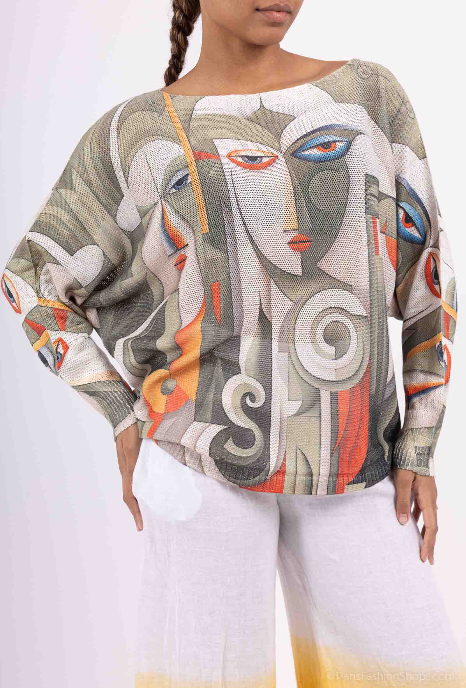 Wholesaler Superbelle - OVERSIZED PRINTED SWEATER WITH 100% COTTON SHIRT