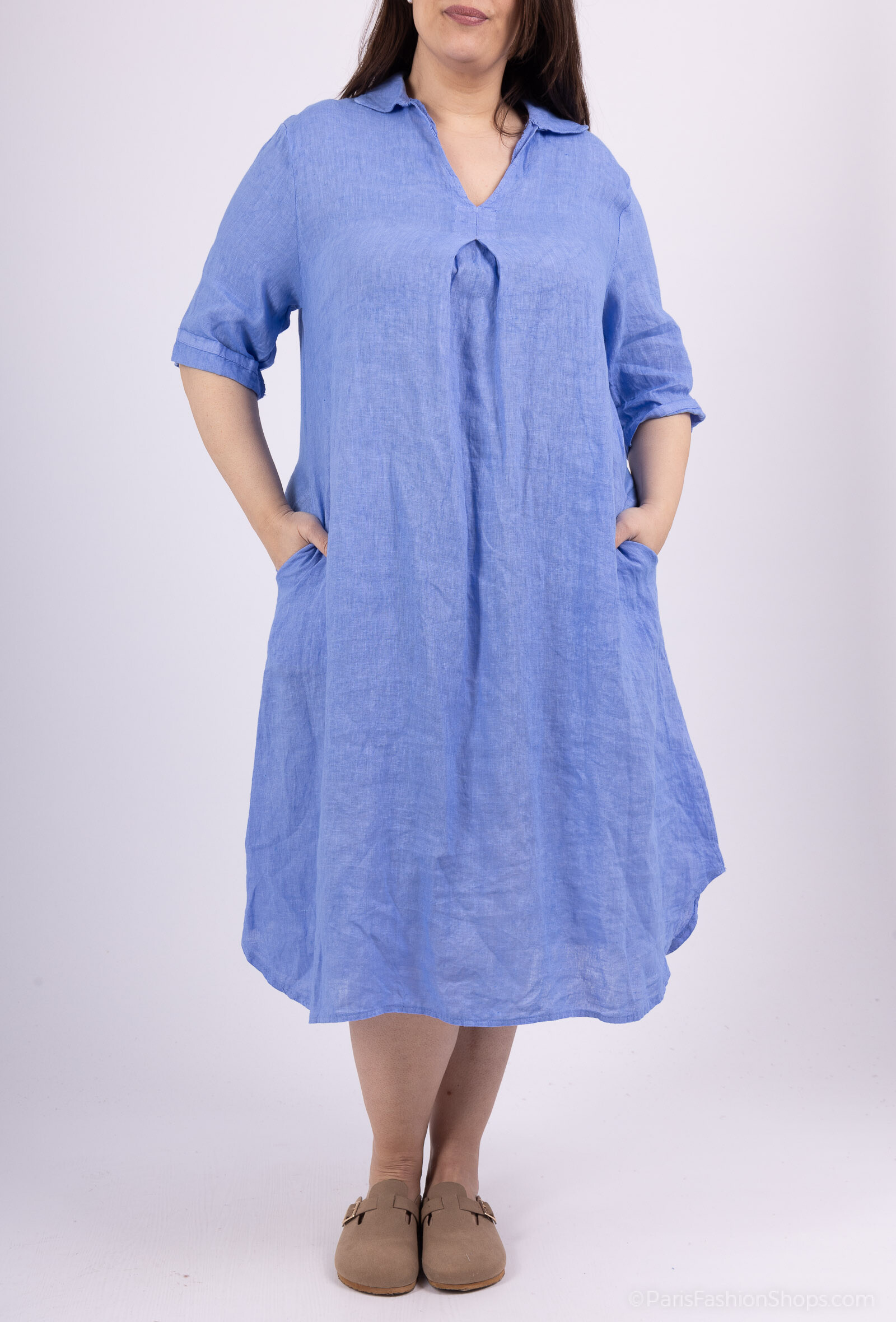 Wholesaler Superbelle - Mid short linen dress