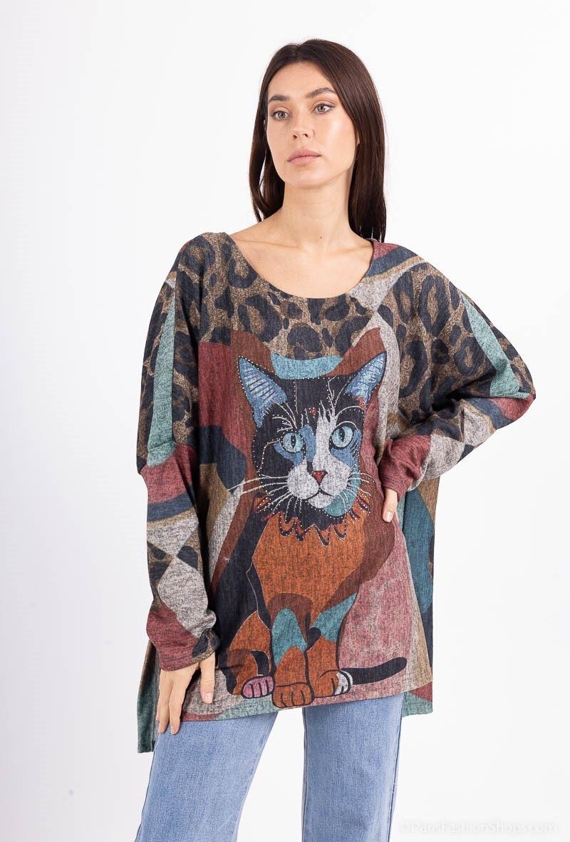 Wholesaler Superbelle - LIGHTWEIGHT ANIMAL PRINT SWEATER