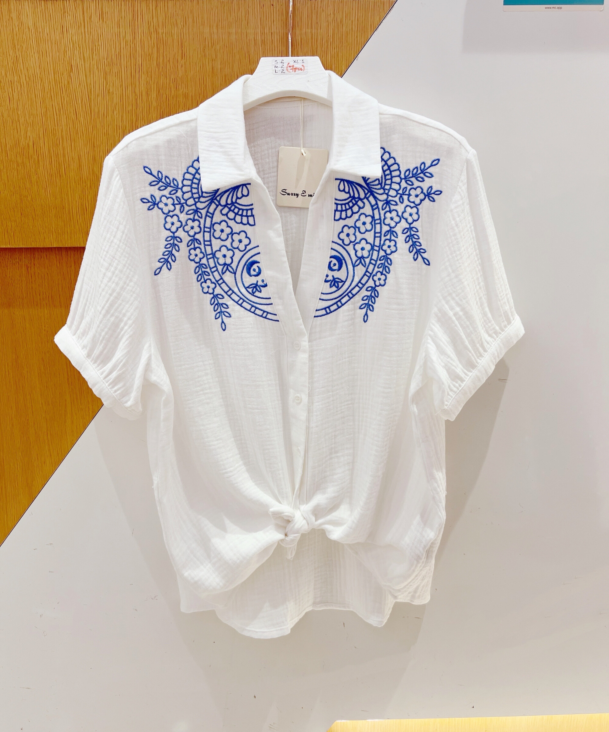 Grossiste Suzzy & Milly - Chemise BRODÉ blue（gaze de coton)
