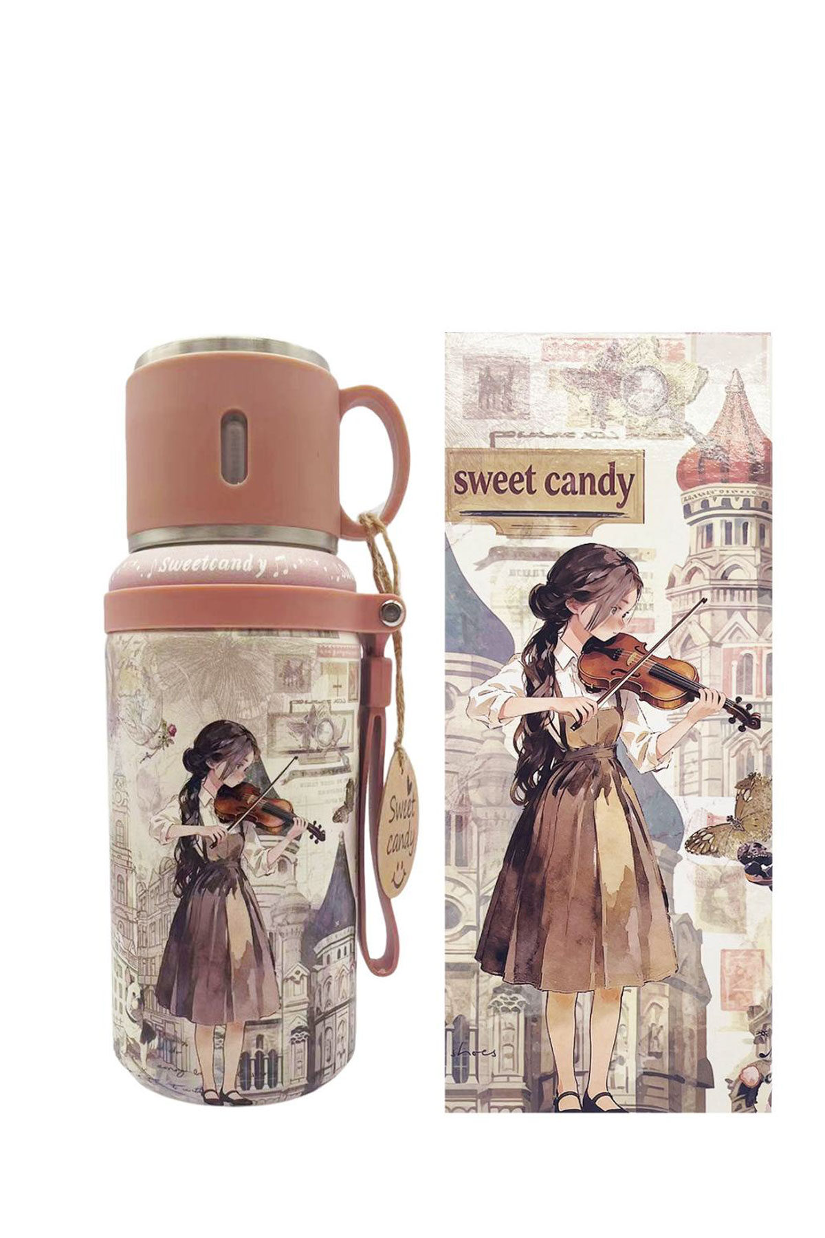 Grossista SWEET & CANDY - C-352-05-B26 Bottiglia termica con tazza Sweet & Candy