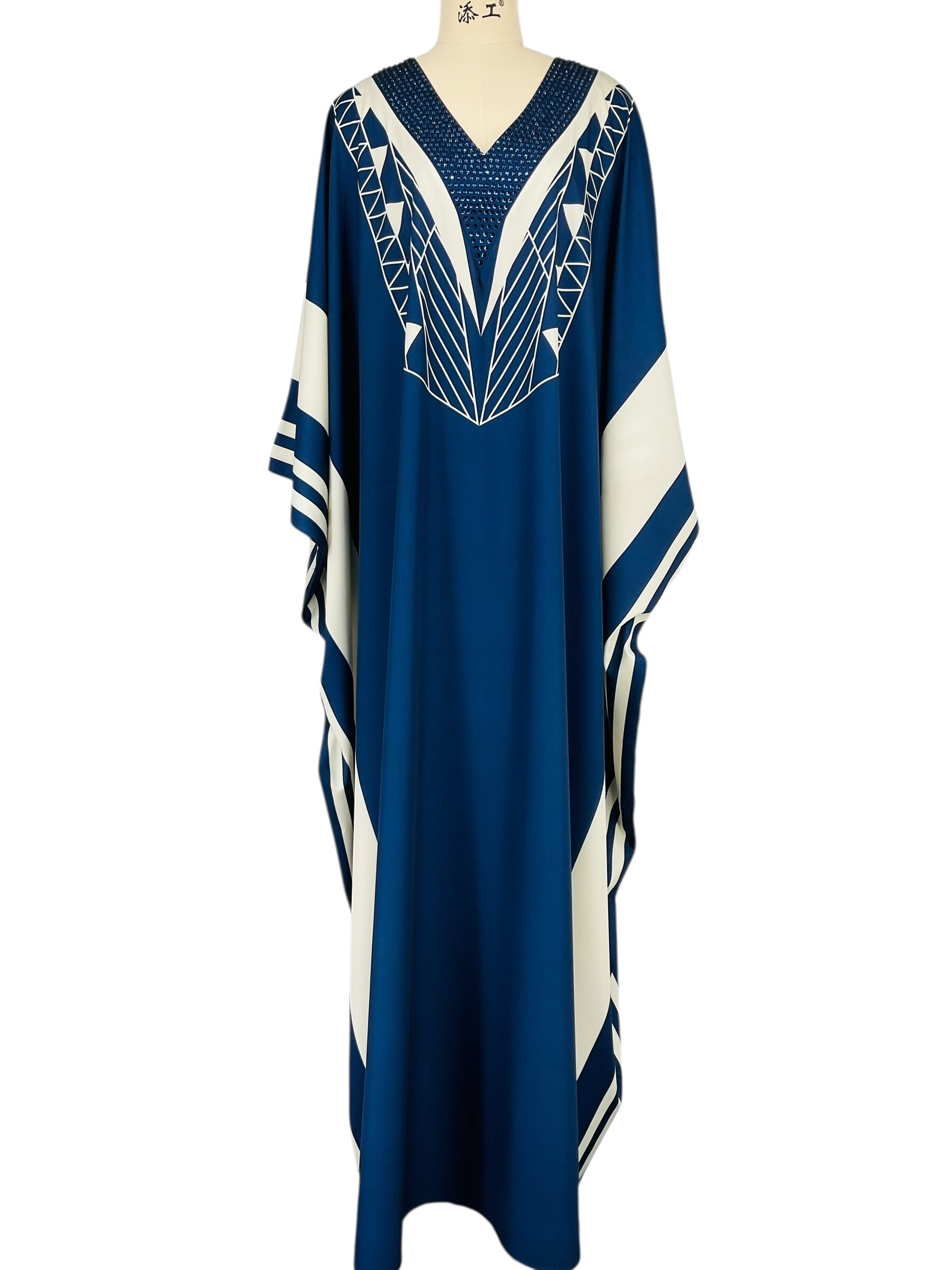 Grossista Sweet Miss - Farfalla Abaya in raso stampato geometrico con fragola al colletto