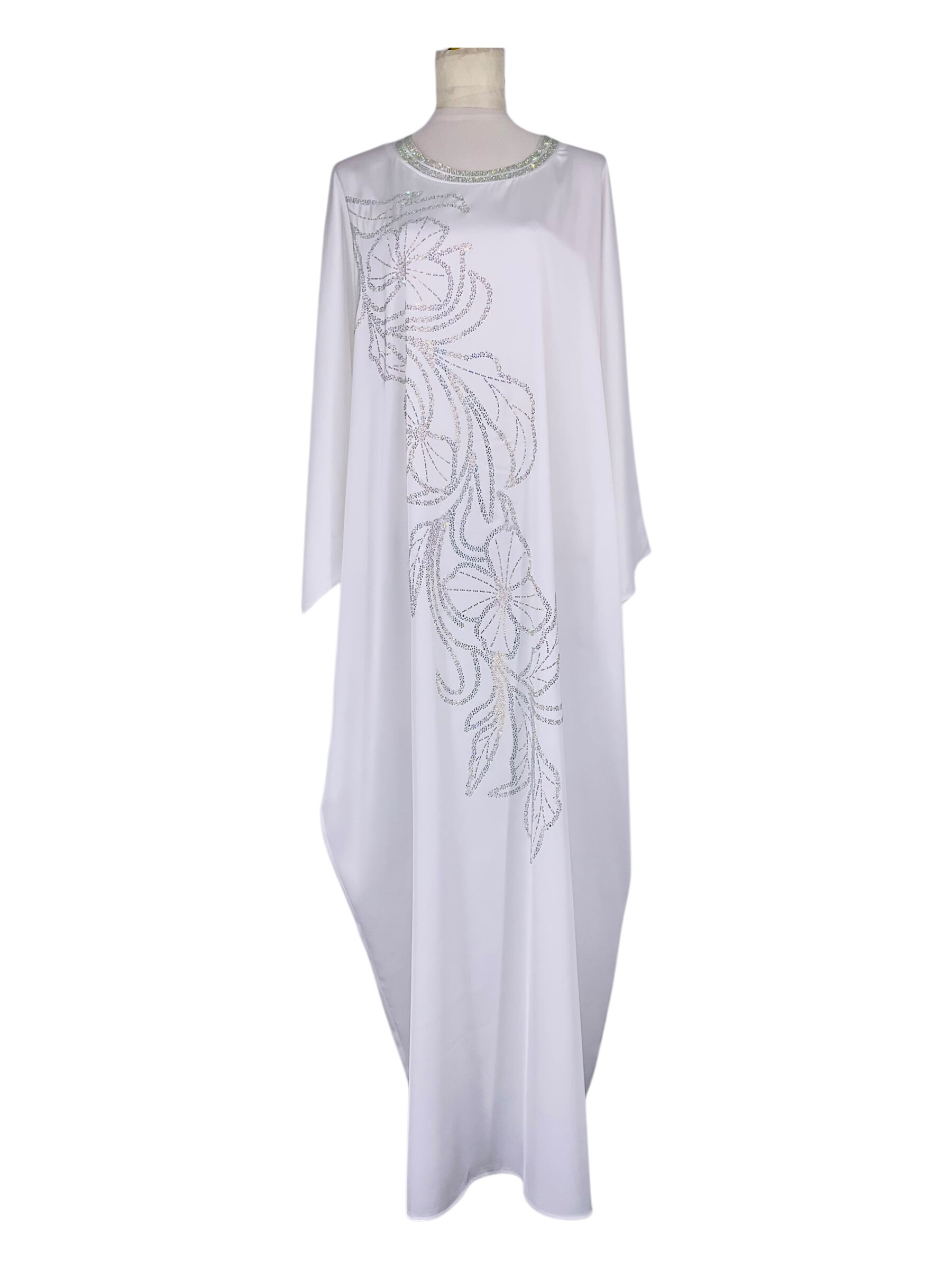 Wholesaler Sweet Miss - Thick, large and long satin satin with flowery rhinestones and collar