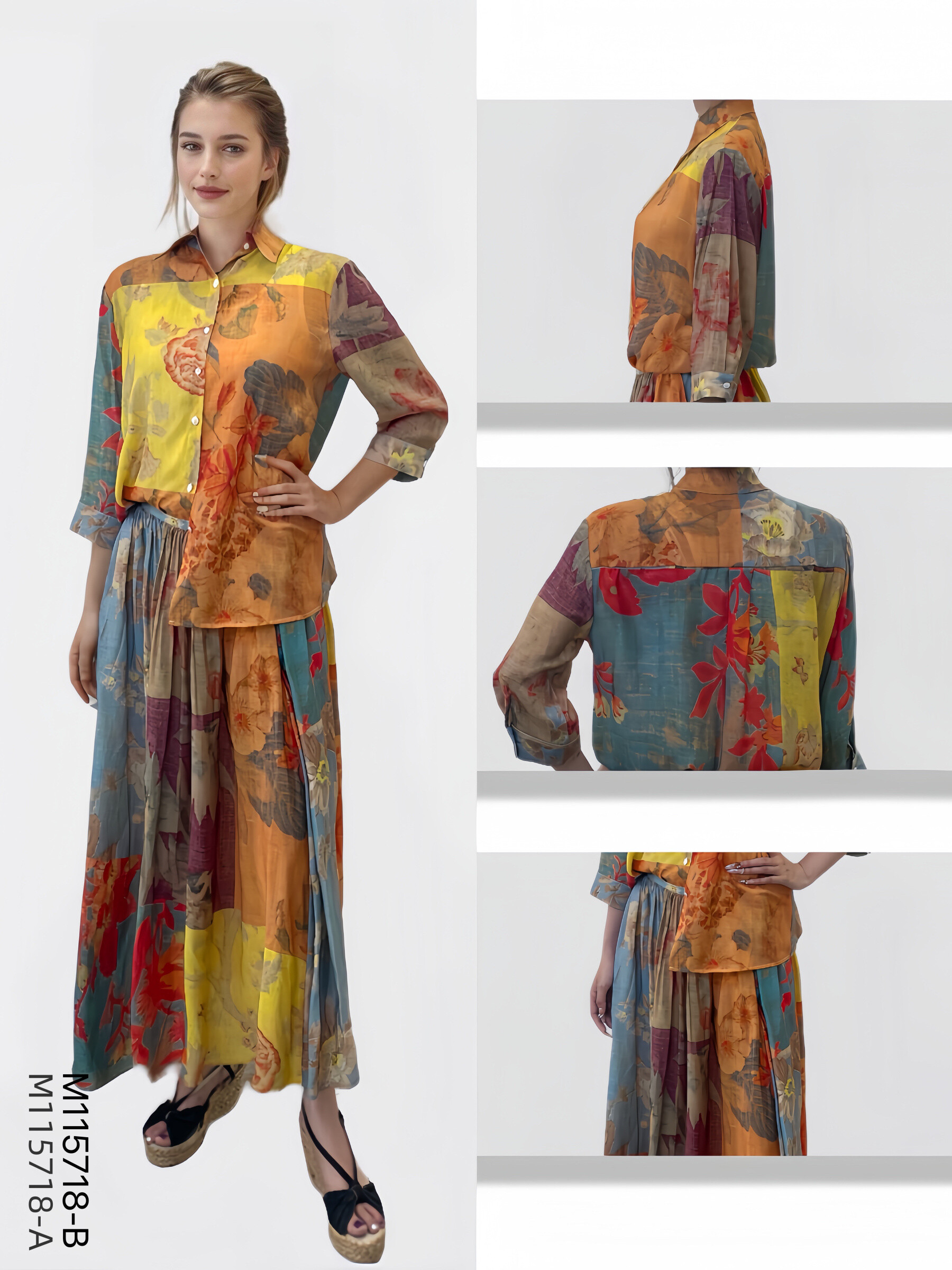 Wholesaler Sweet Miss - Floral printed cotton shirt