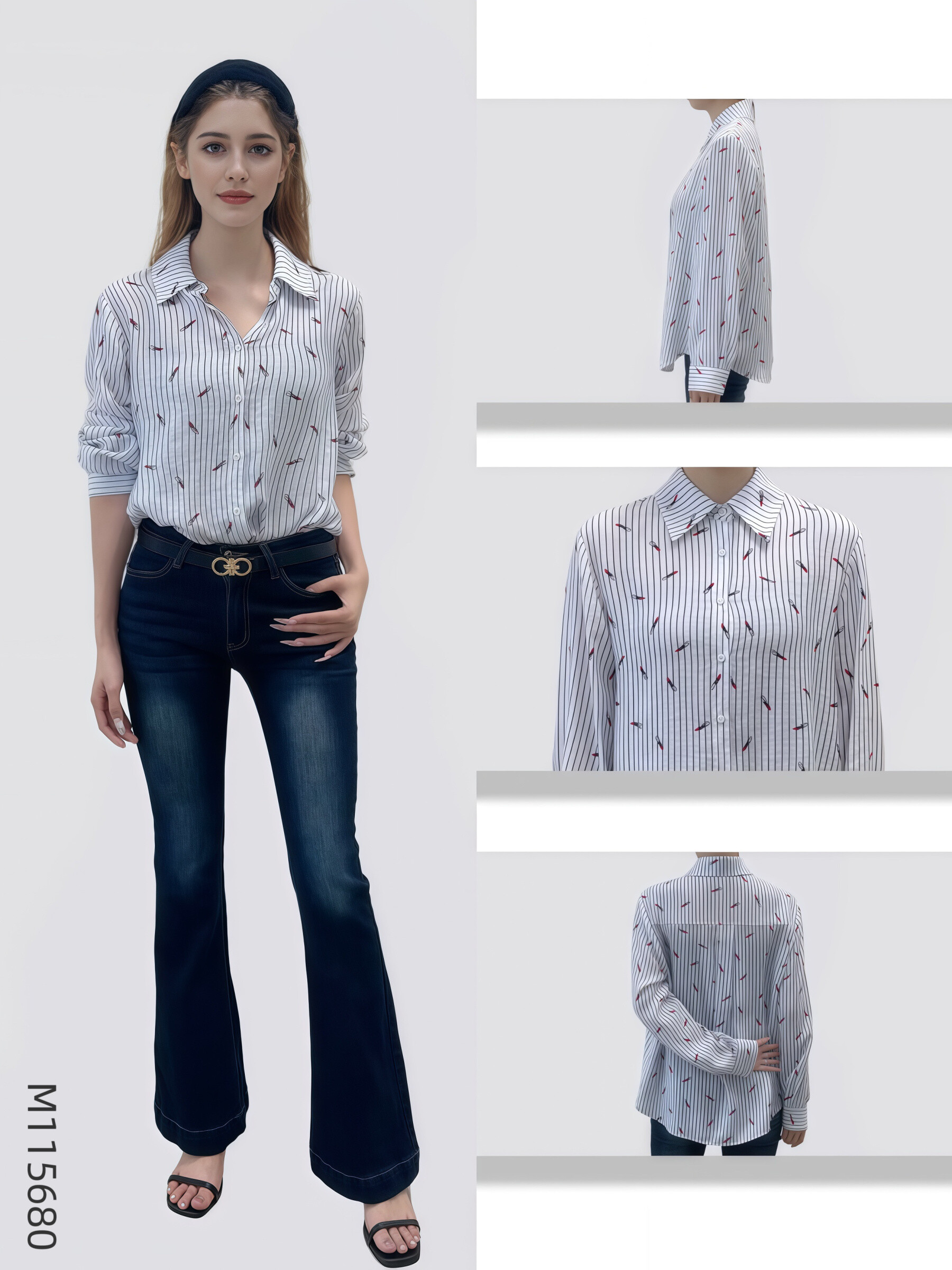 Wholesaler Sweet Miss - Striped lipstick print shirt