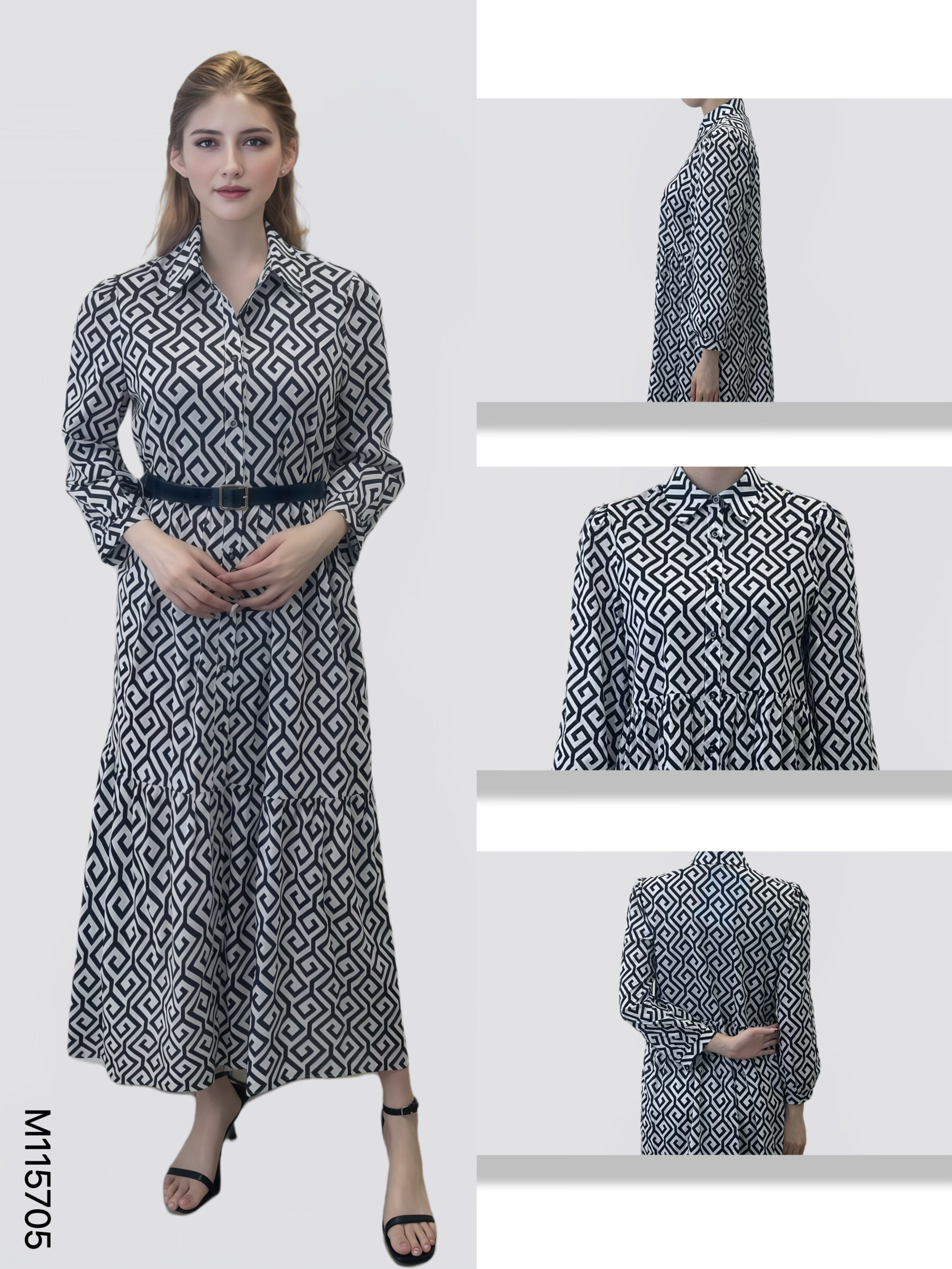 Wholesaler Sweet Miss - Labyrinth printed cotton shirt dress