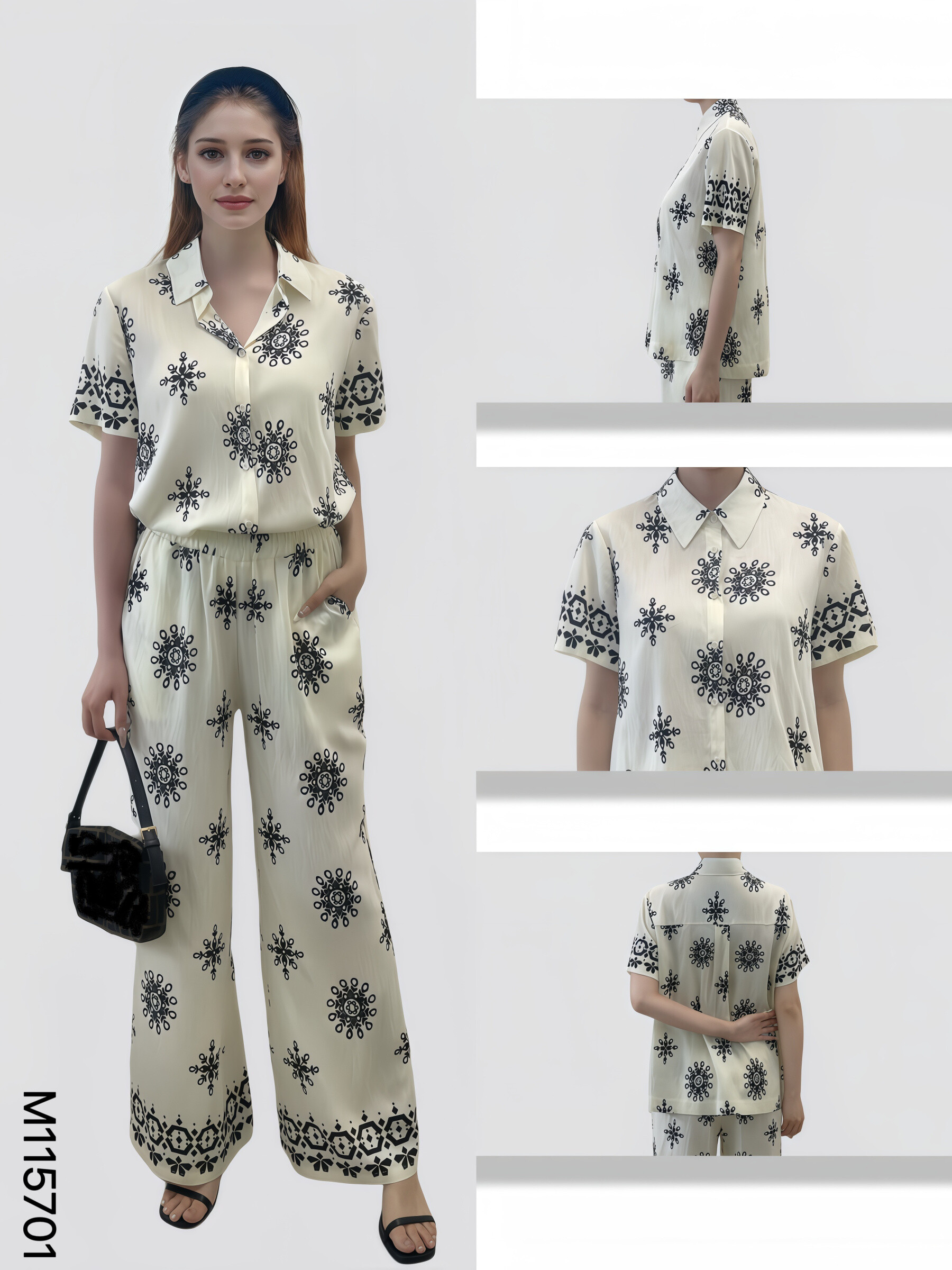 Wholesaler Sweet Miss - Shirt and pants set with flake printed pockets