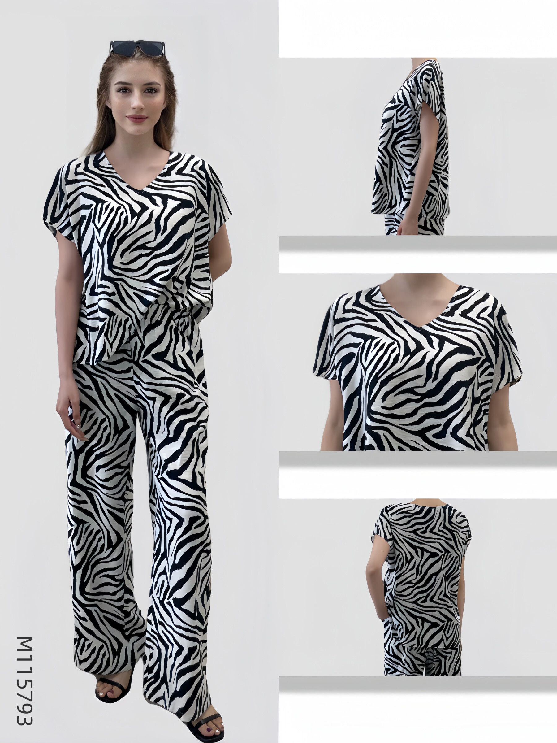 Wholesaler Sweet Miss - Zebra printed t-shirt and pants