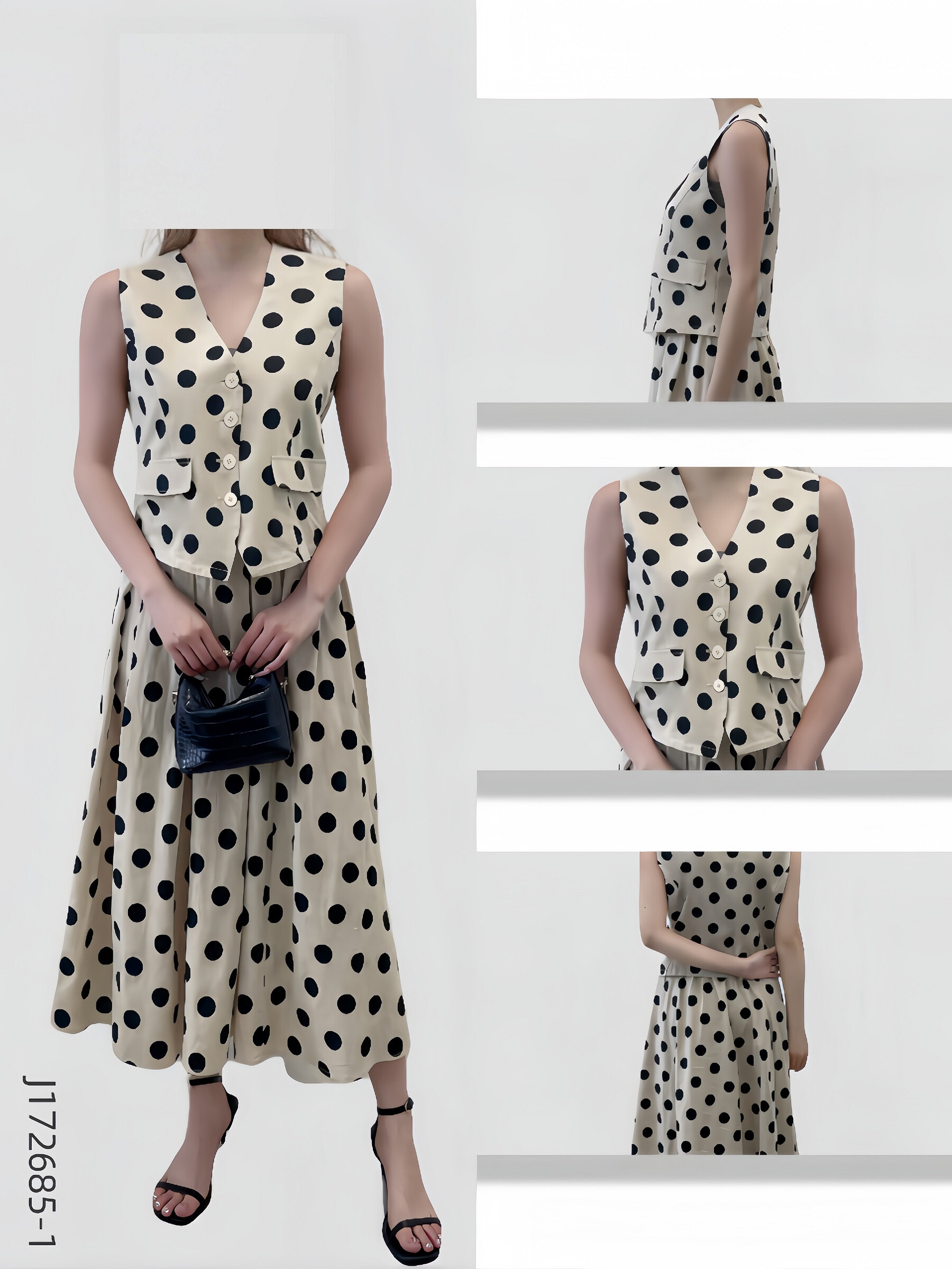 Wholesaler Sweet Miss - Food vest and skirt printed with polka dot