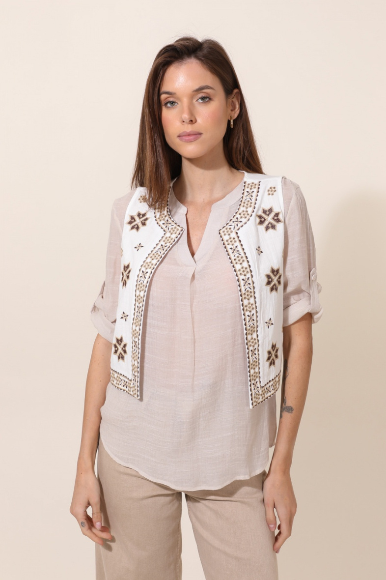 Wholesaler Sweet Miss - Clover embroidered cotton vest
