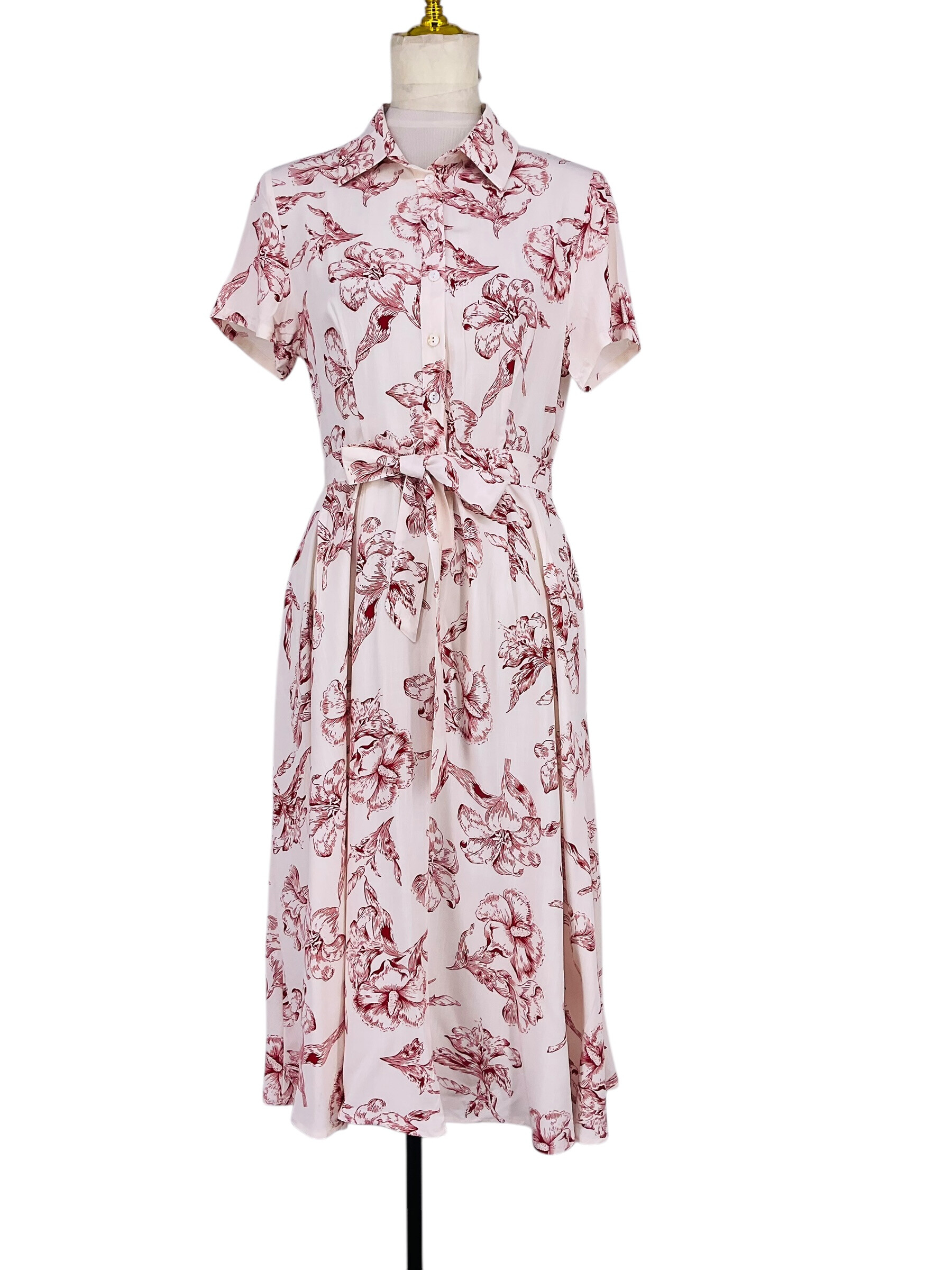 Wholesaler Sweet Miss - Floory printed shirt dress with fabric belt