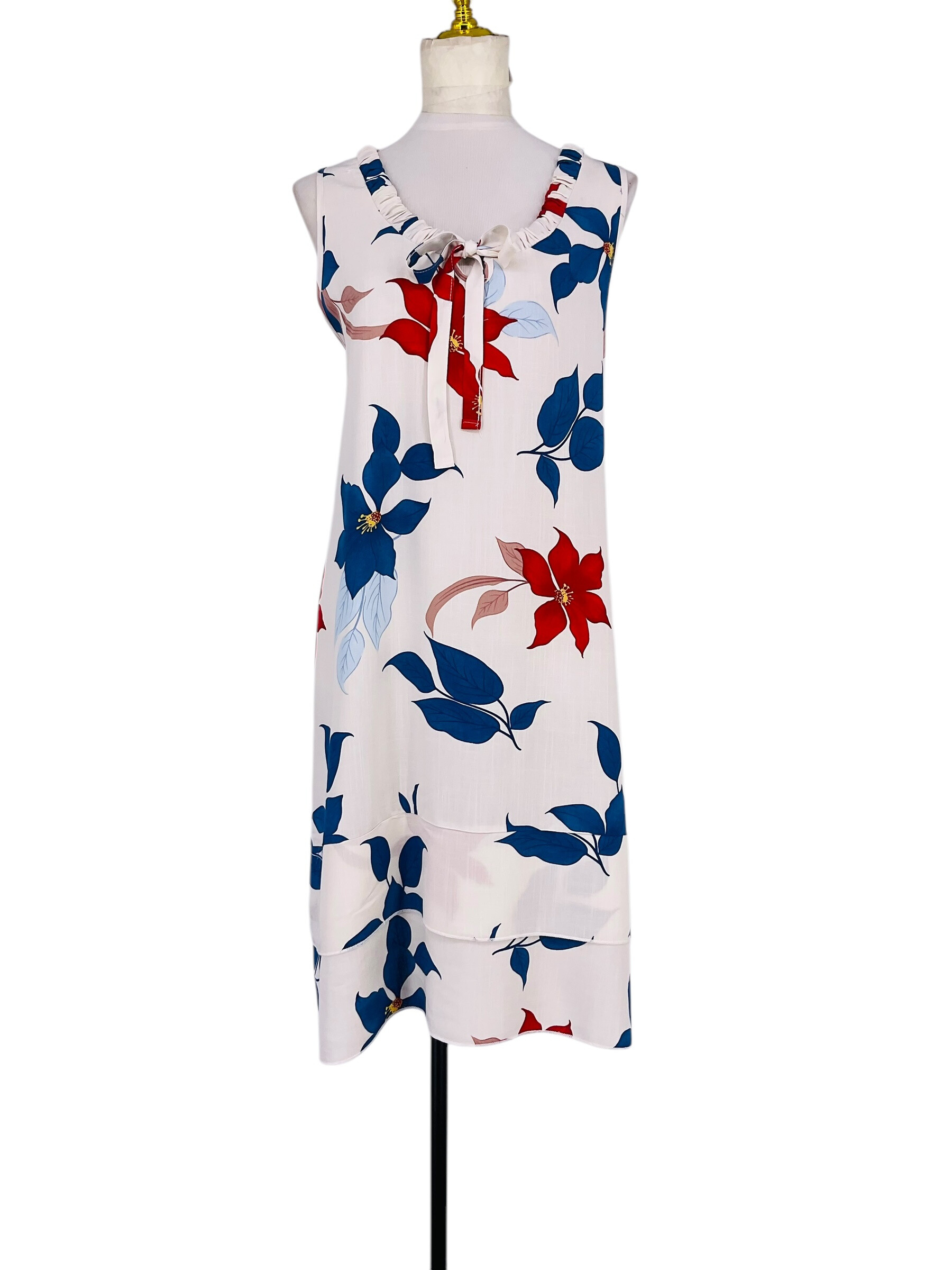 Wholesaler Sweet Miss - Flower printed dress with adjustable knot collar