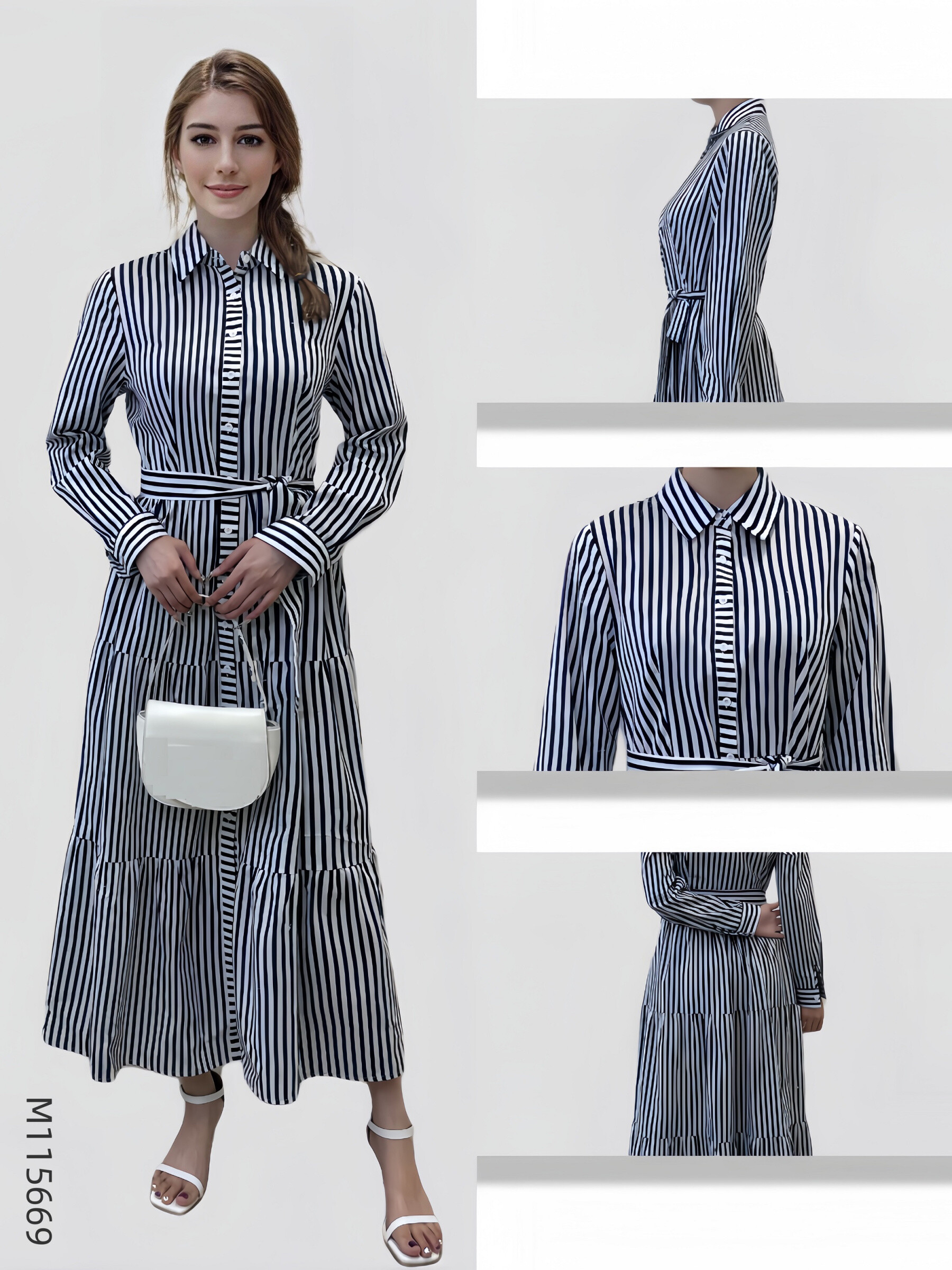 Wholesaler Sweet Miss - Striped cotton dress with fabric belt
