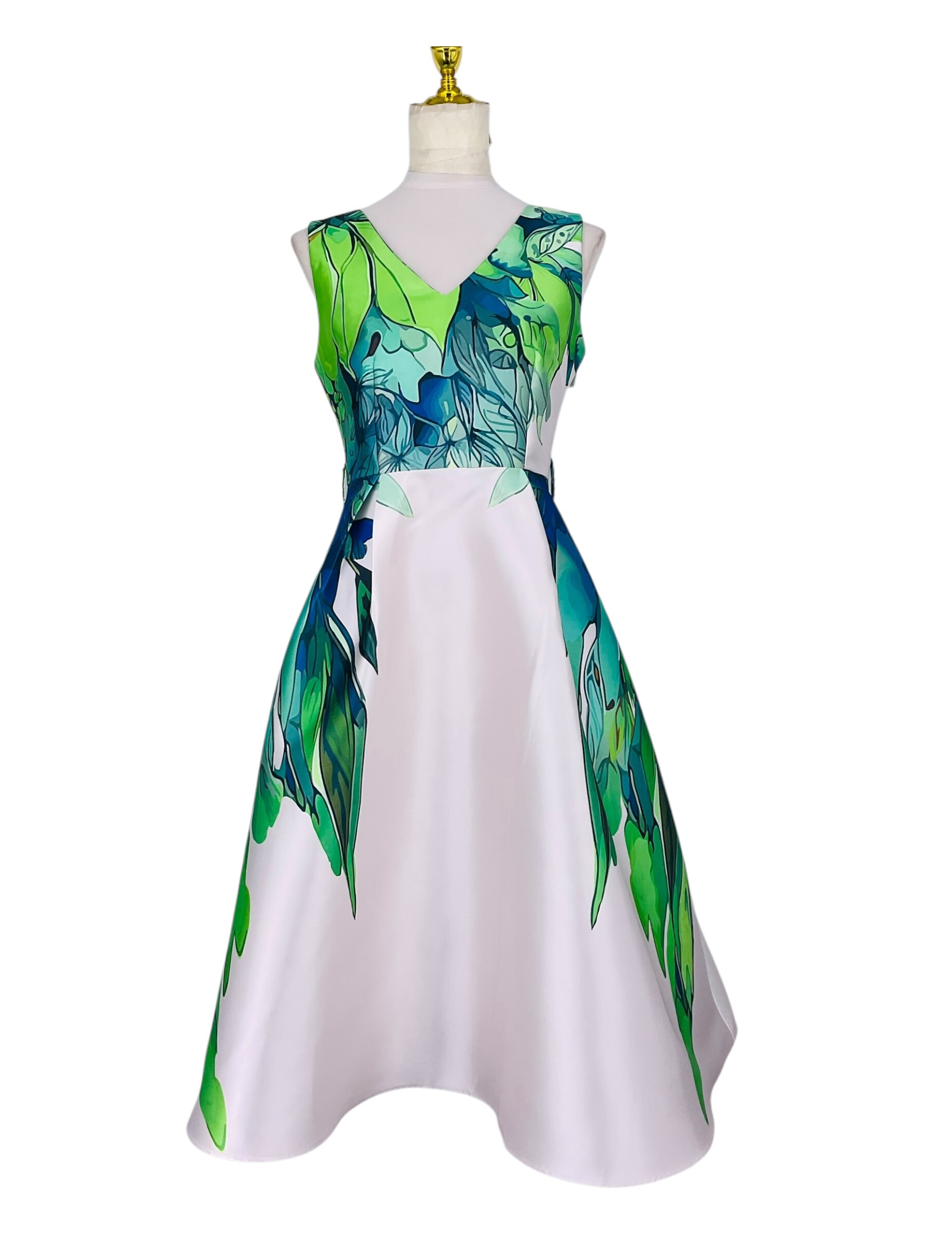 Wholesaler Sweet Miss - Printed satin dress foliage with thick fabric
