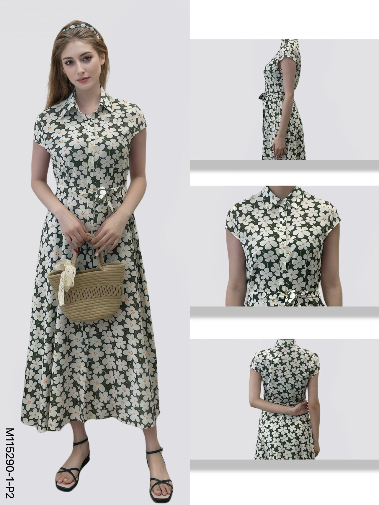 Wholesaler Sweet Miss - Fleurie printed shirt with fabric belt