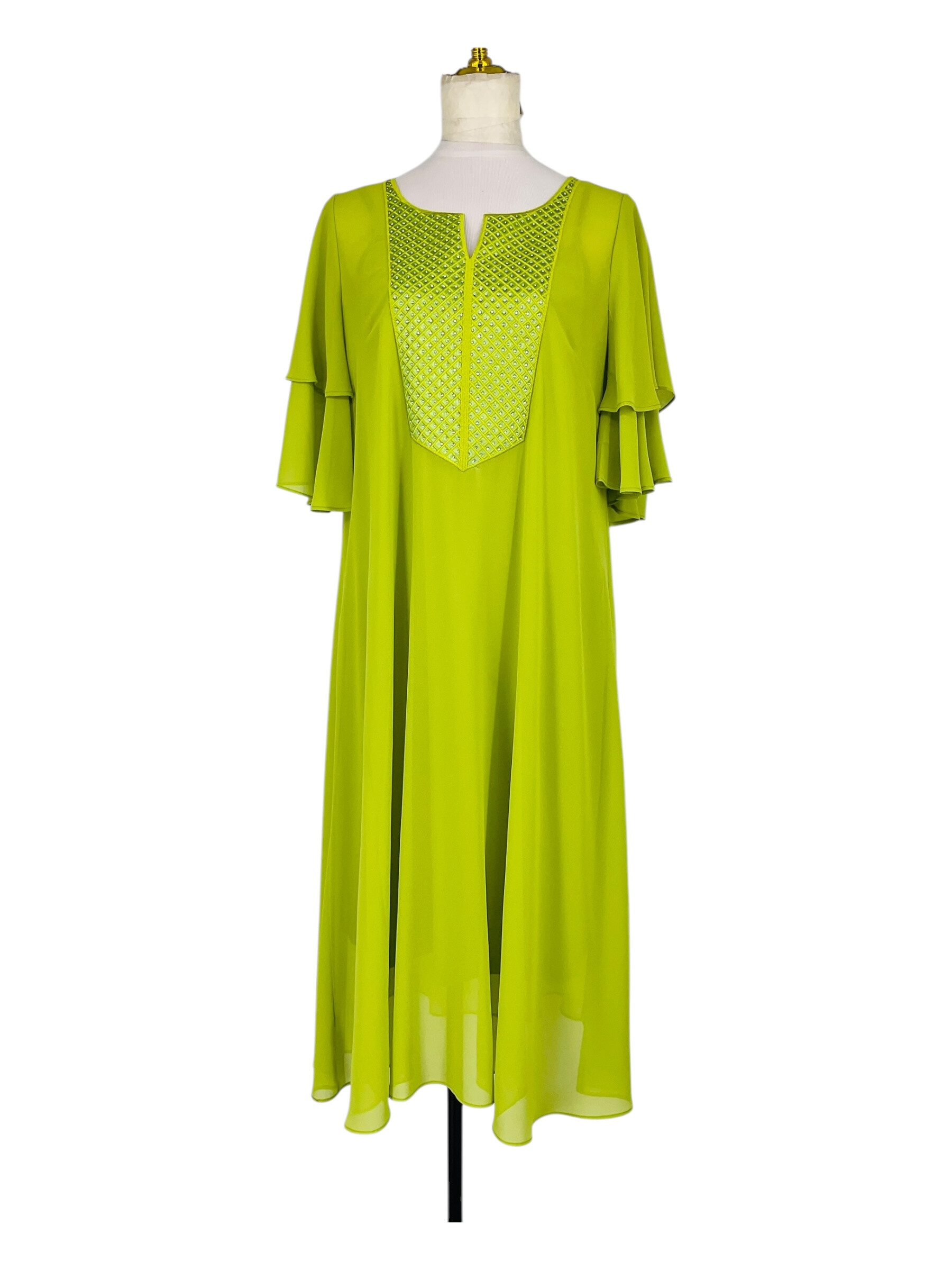 Wholesaler Sweet Miss - Mid-length rhineston muslin dress at the collar