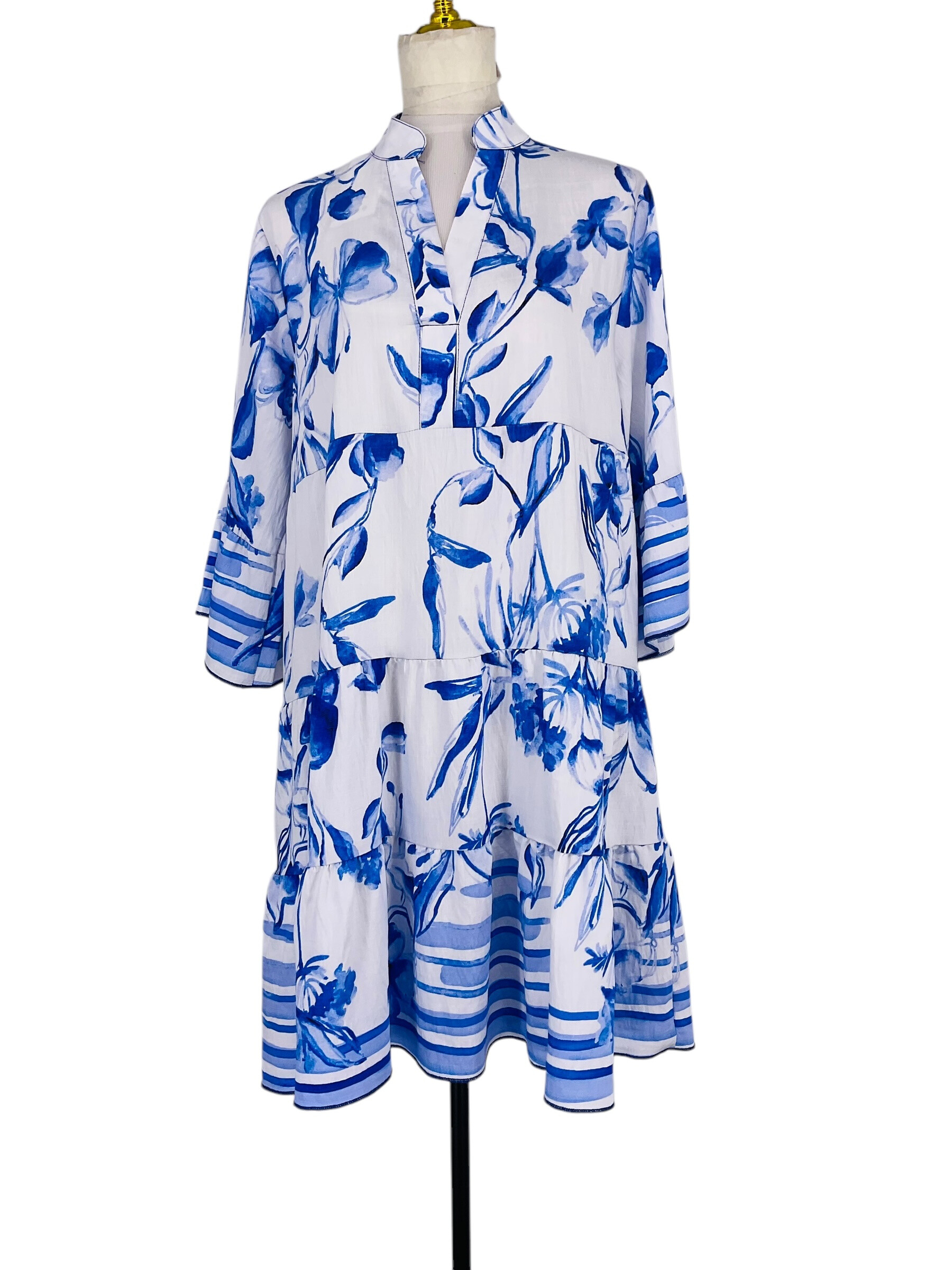 Wholesaler Sweet Miss - Print dress water watercolor with v -neck