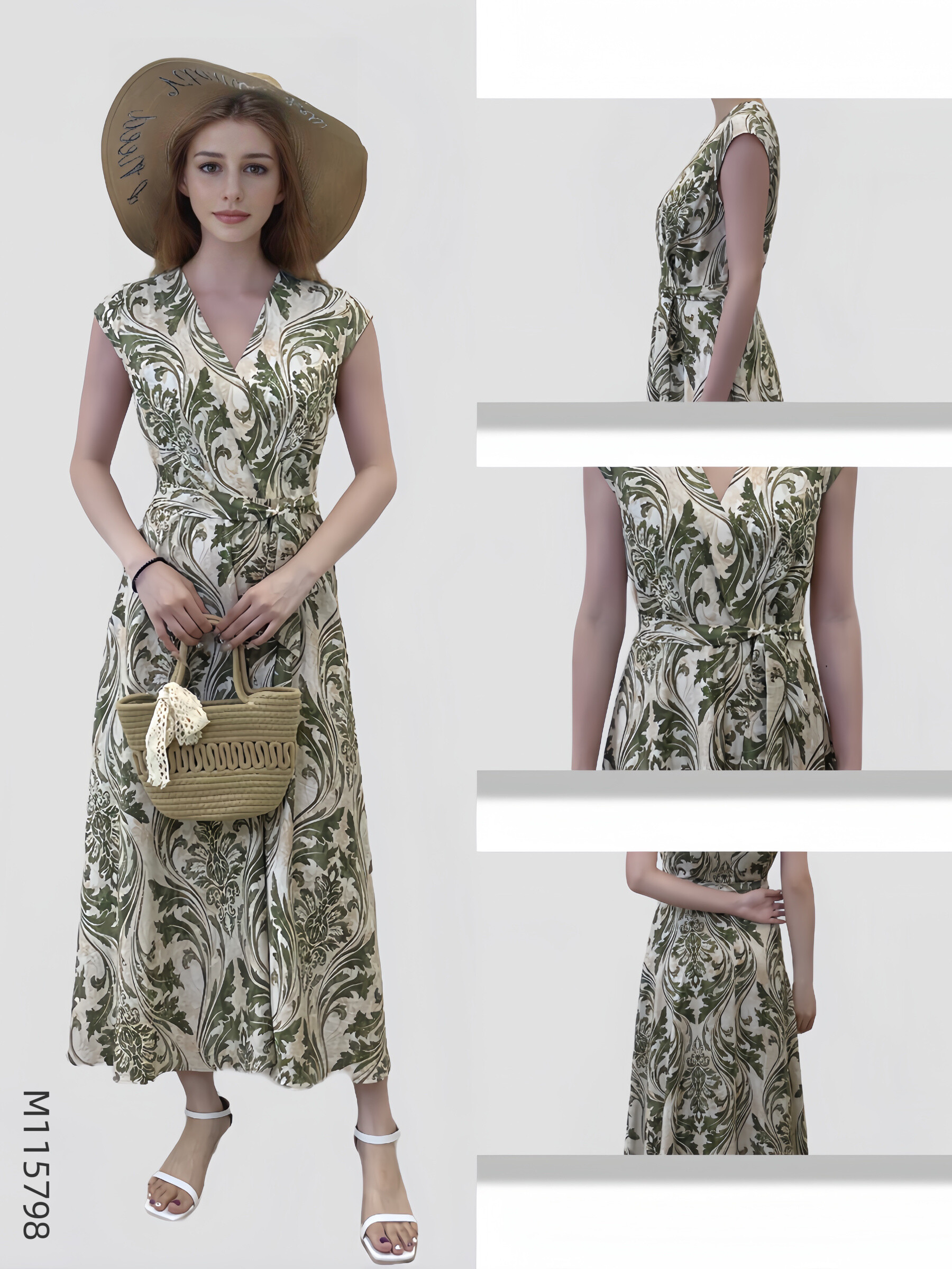Wholesaler Sweet Miss - Flower printed cacher dress with belt