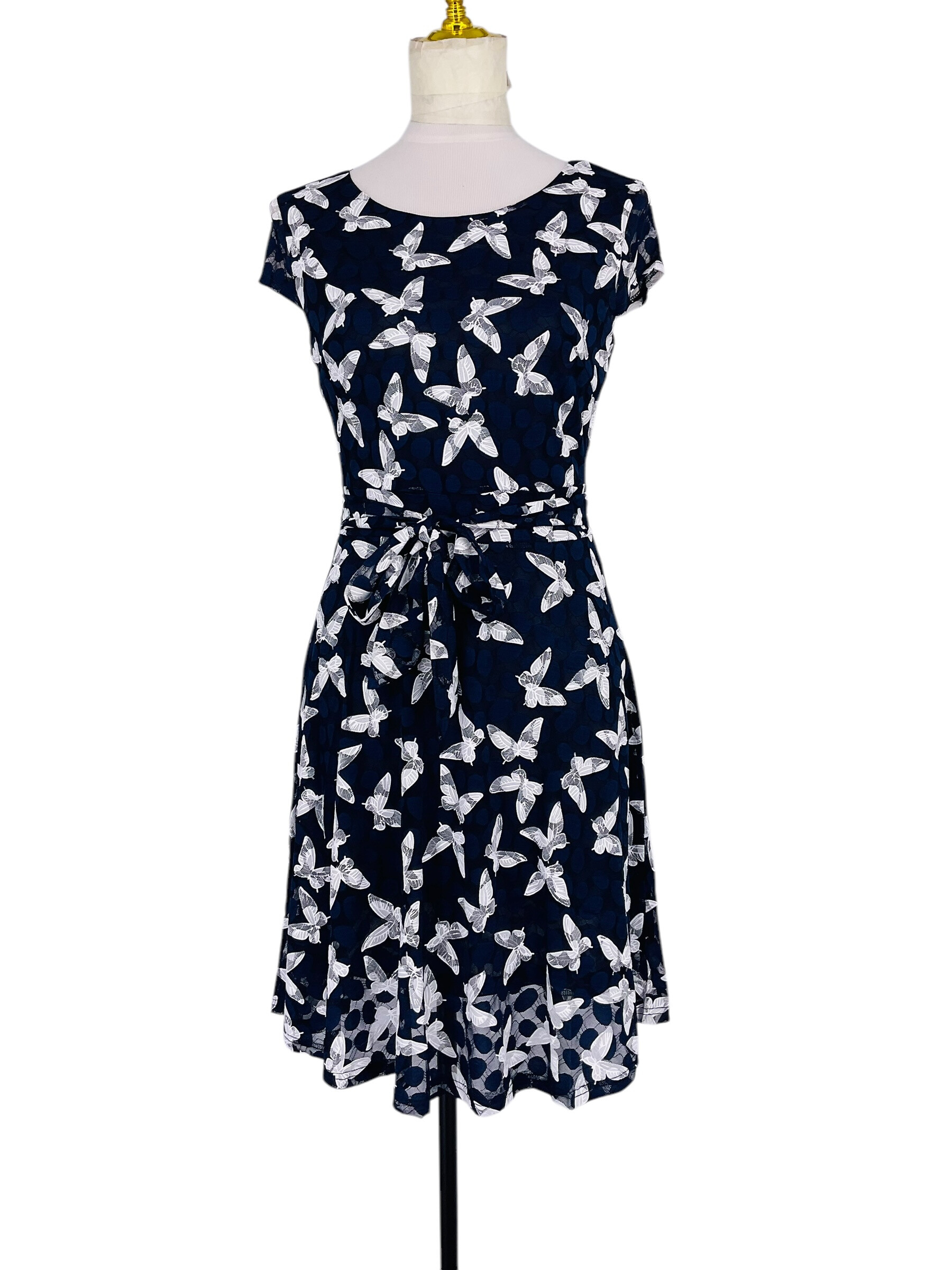 Wholesaler Sweet Miss - Papillon printed lace dress with belt