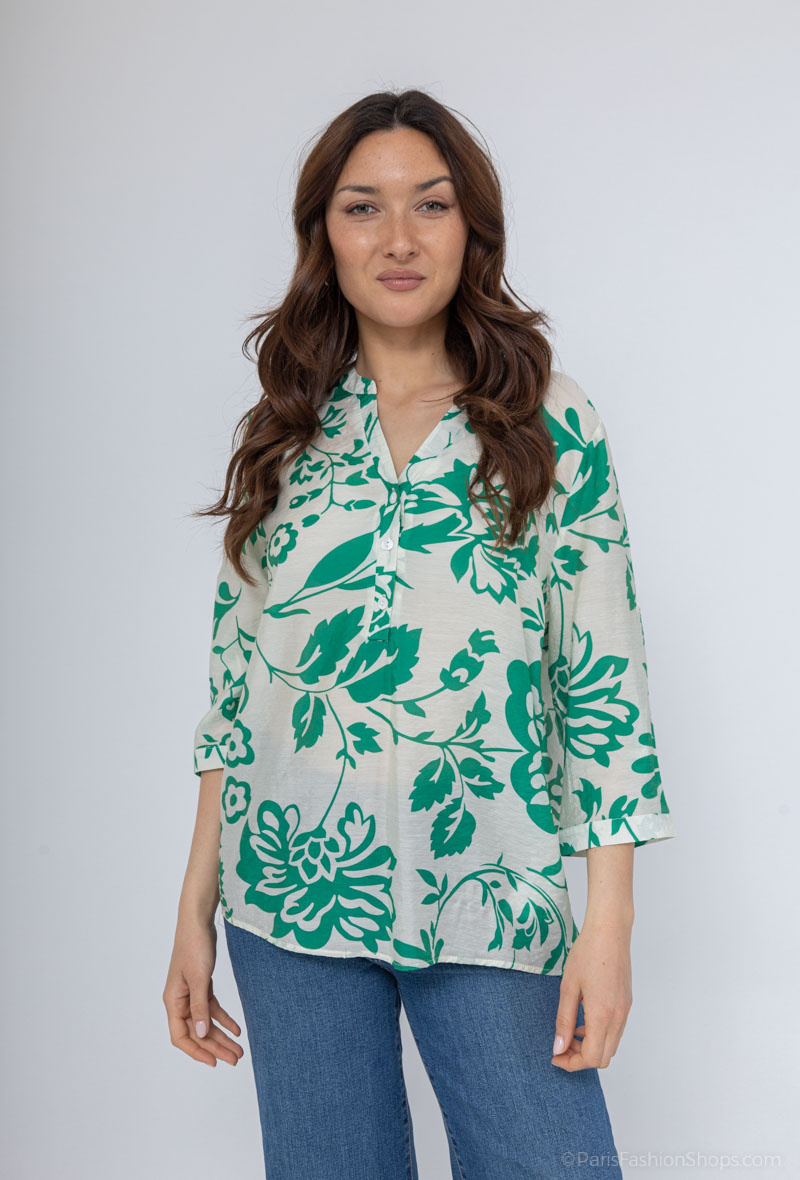Wholesaler Sweet Miss - Floral printed V-neck cotton T-shirt