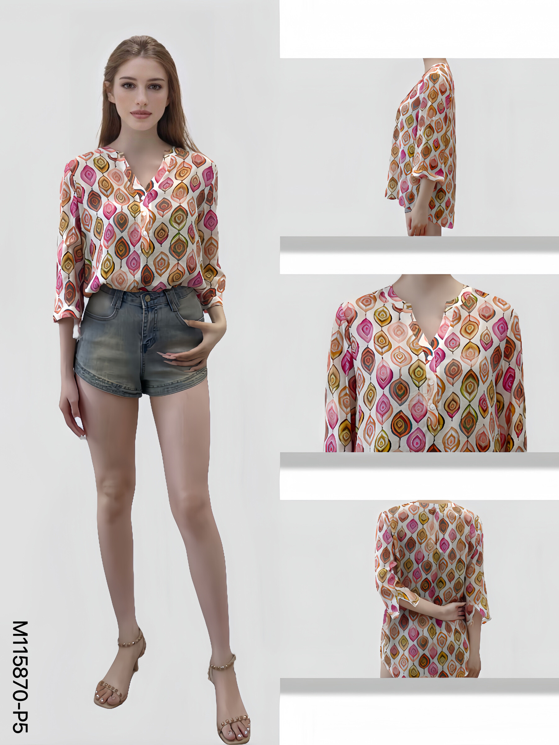 Wholesaler Sweet Miss - Print t-shirt with cotton button