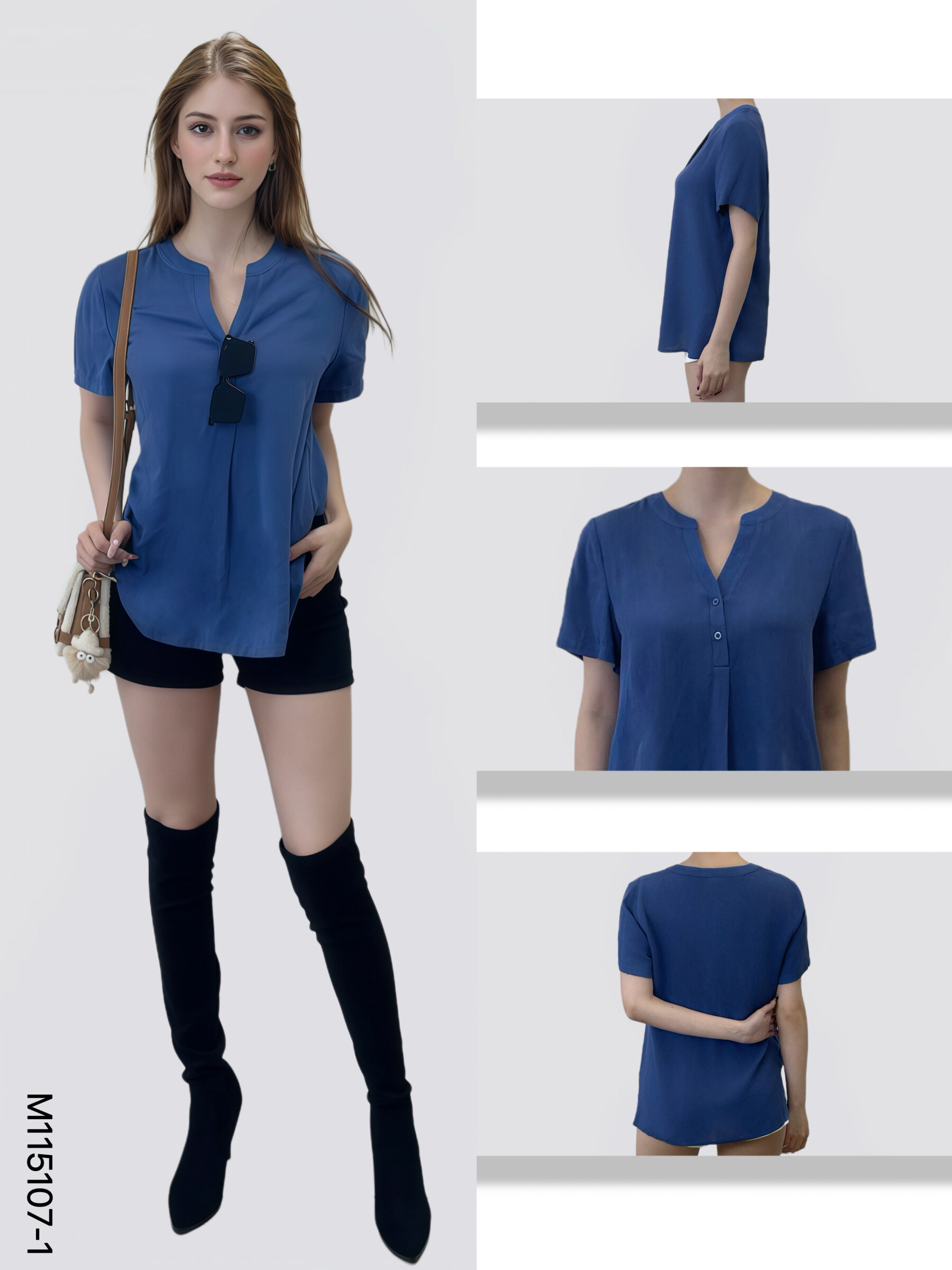 Wholesaler Sweet Miss - Unicolor V-neck t-shirt