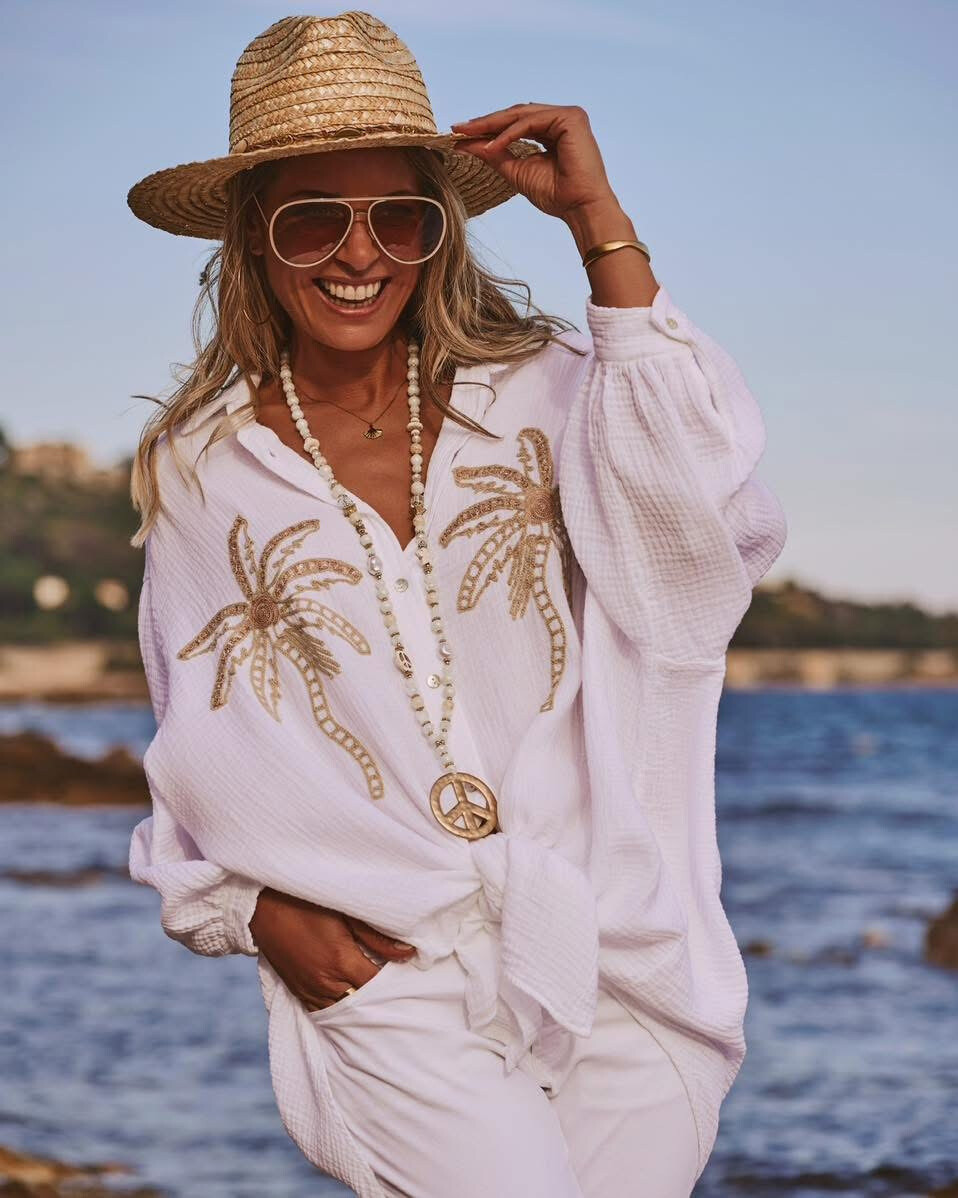 Wholesaler Sweetissima - Shirt with sequin embroidery, large sizes