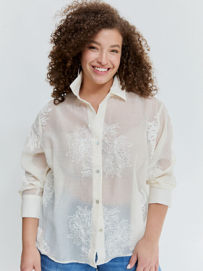 Grossiste Sweetissima - Chemise pour femme avec broderie de fleur