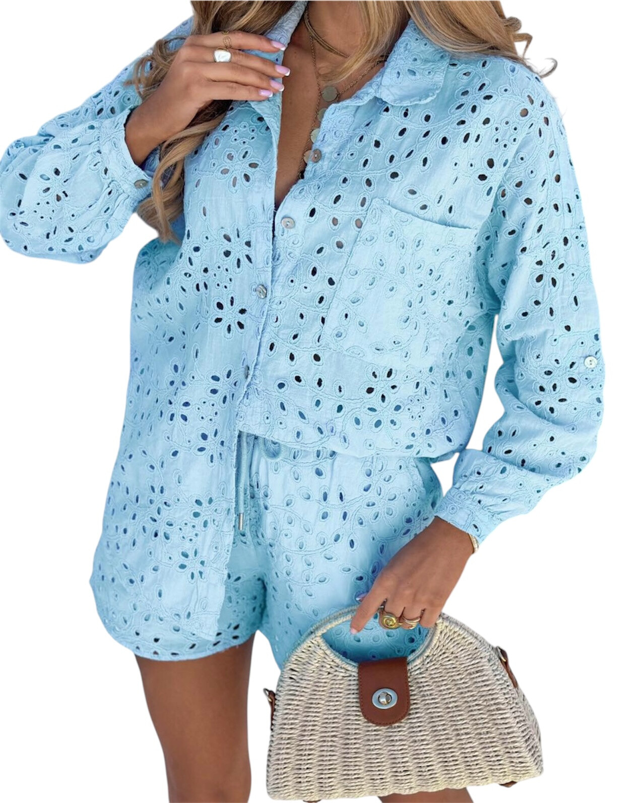 Grossiste Sweetissima - ENSEMBLE AVEC BRODERIE AVEC CHEMISE ET SHORTS