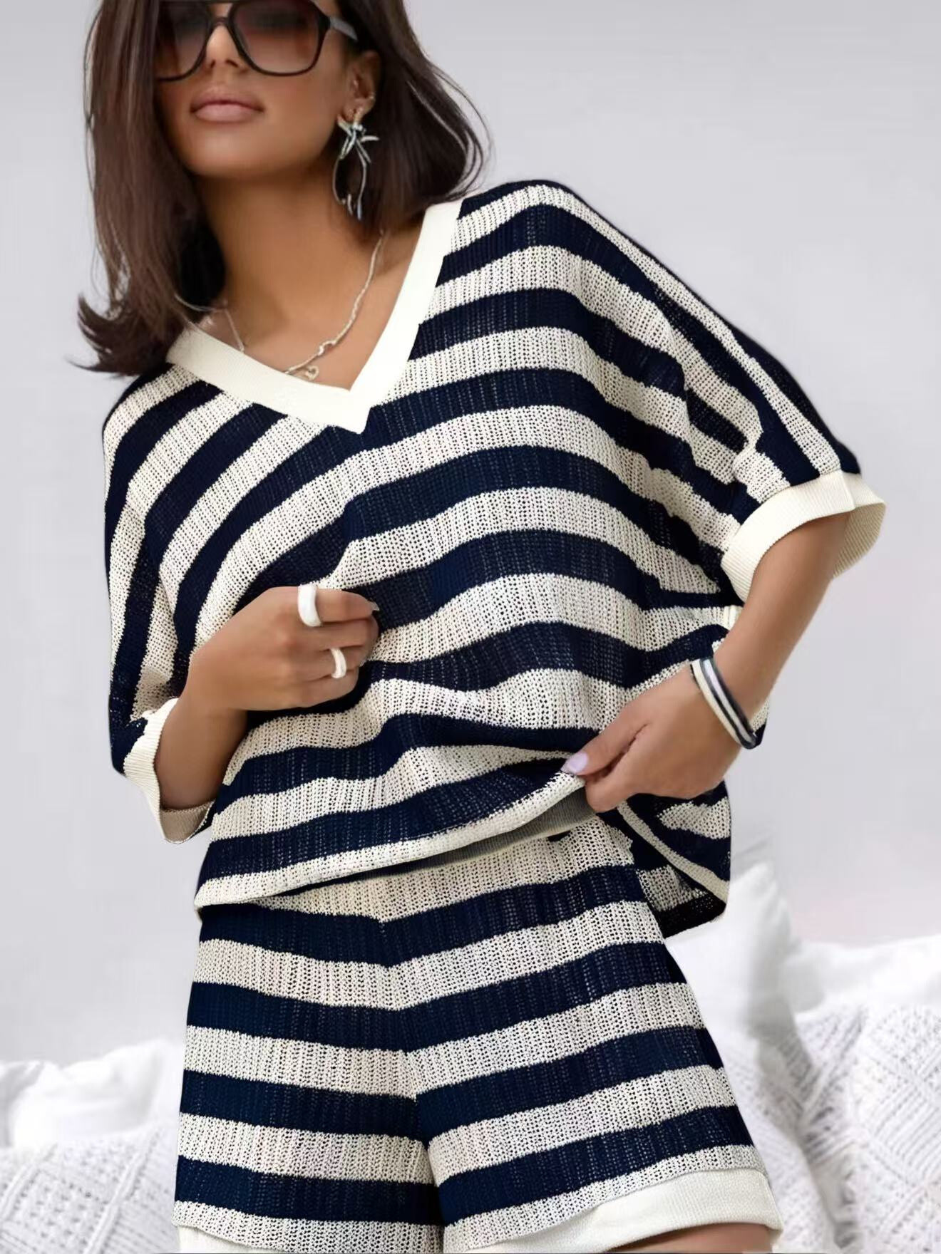 Grossiste Sweetissima - ENSEMBLE FEMME AVEC T-SHIRT À RAYURES