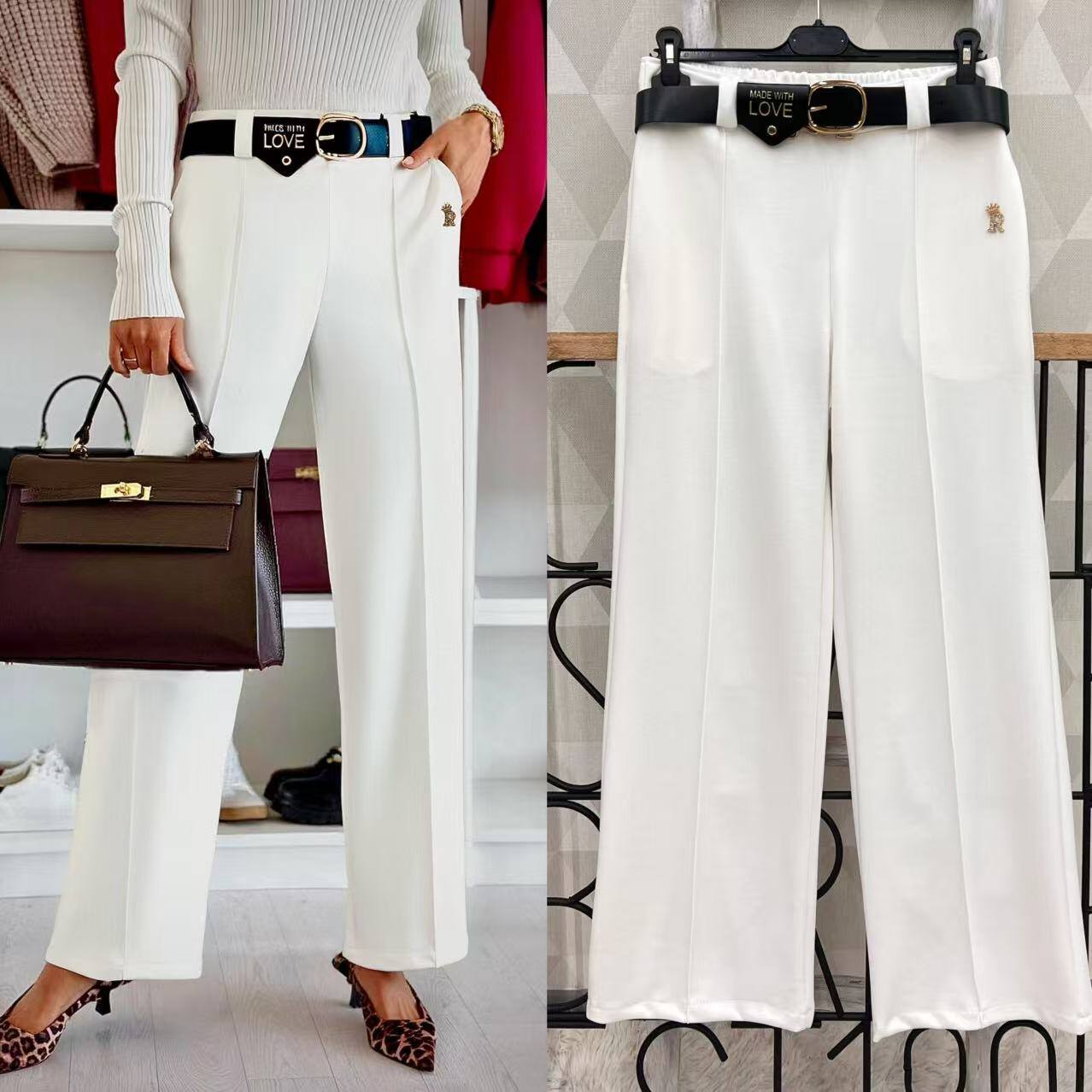 Großhändler Sweetissima - Lange Hose mit Taschen, inklusive Gürtel