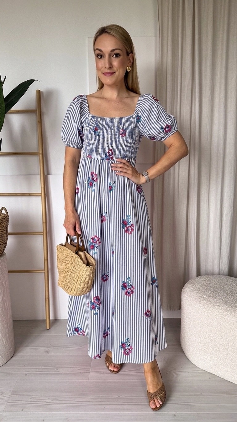 Wholesaler Sweetissima - Striped long dress with embroidery
