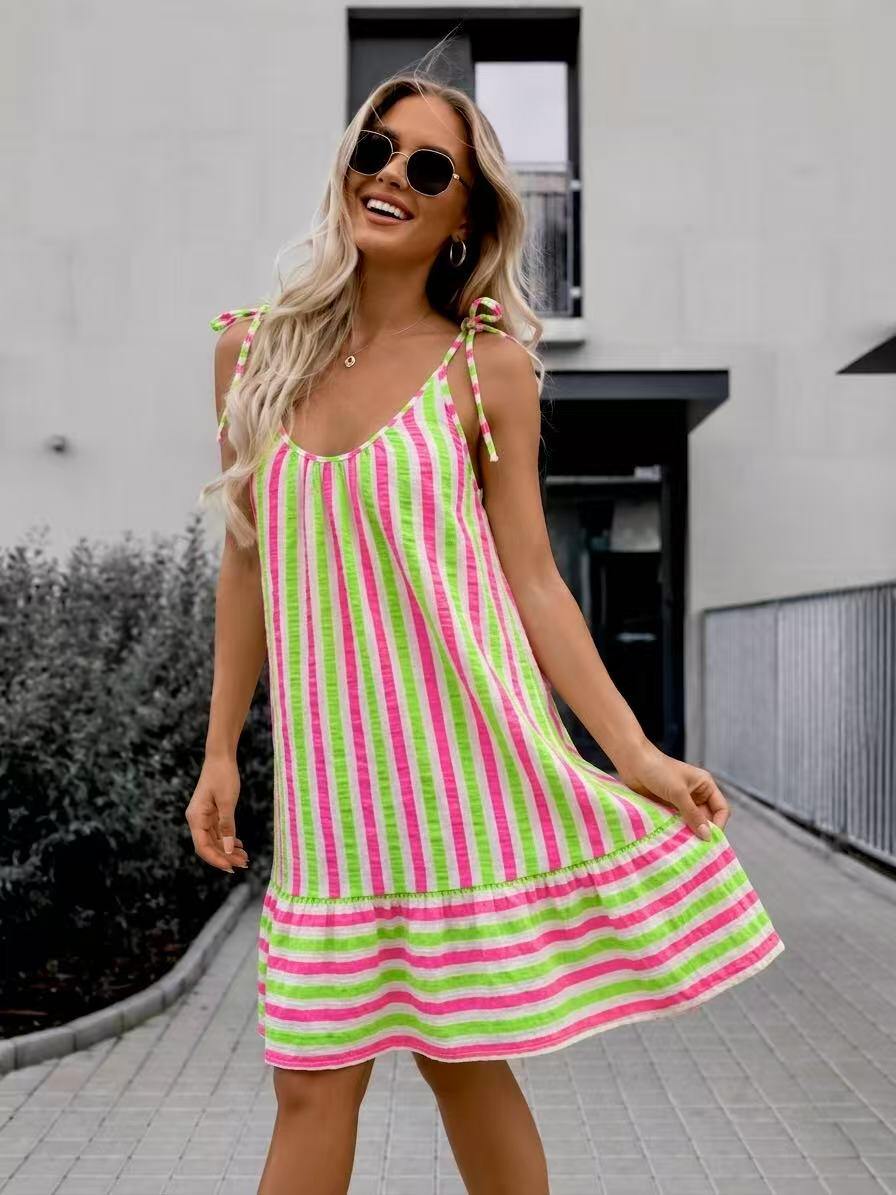 Grossiste Sweetissima - Robe de plage à rayures colorées