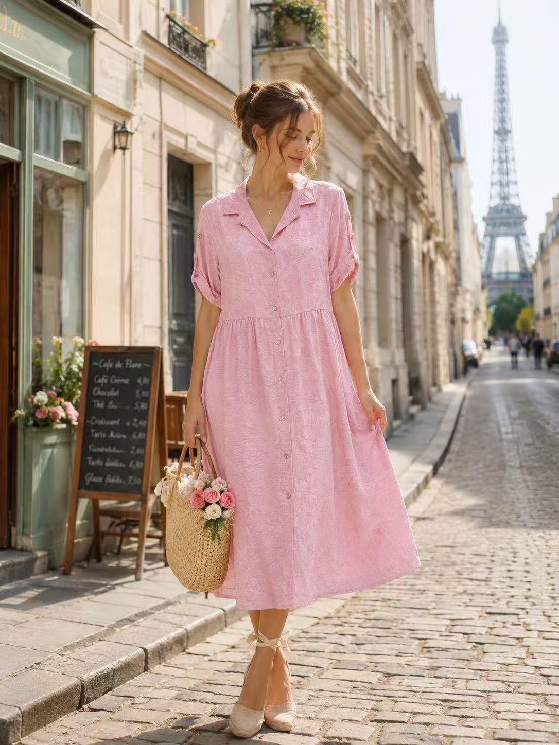 Wholesaler Sweetissima - Shirt dress with buttons and floral pattern