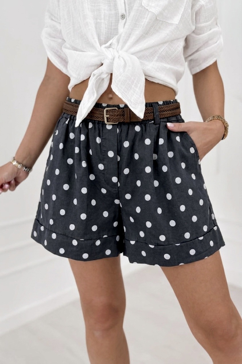 Mayorista Sweetissima - Pantalones cortos casuales de lunares con cinturón