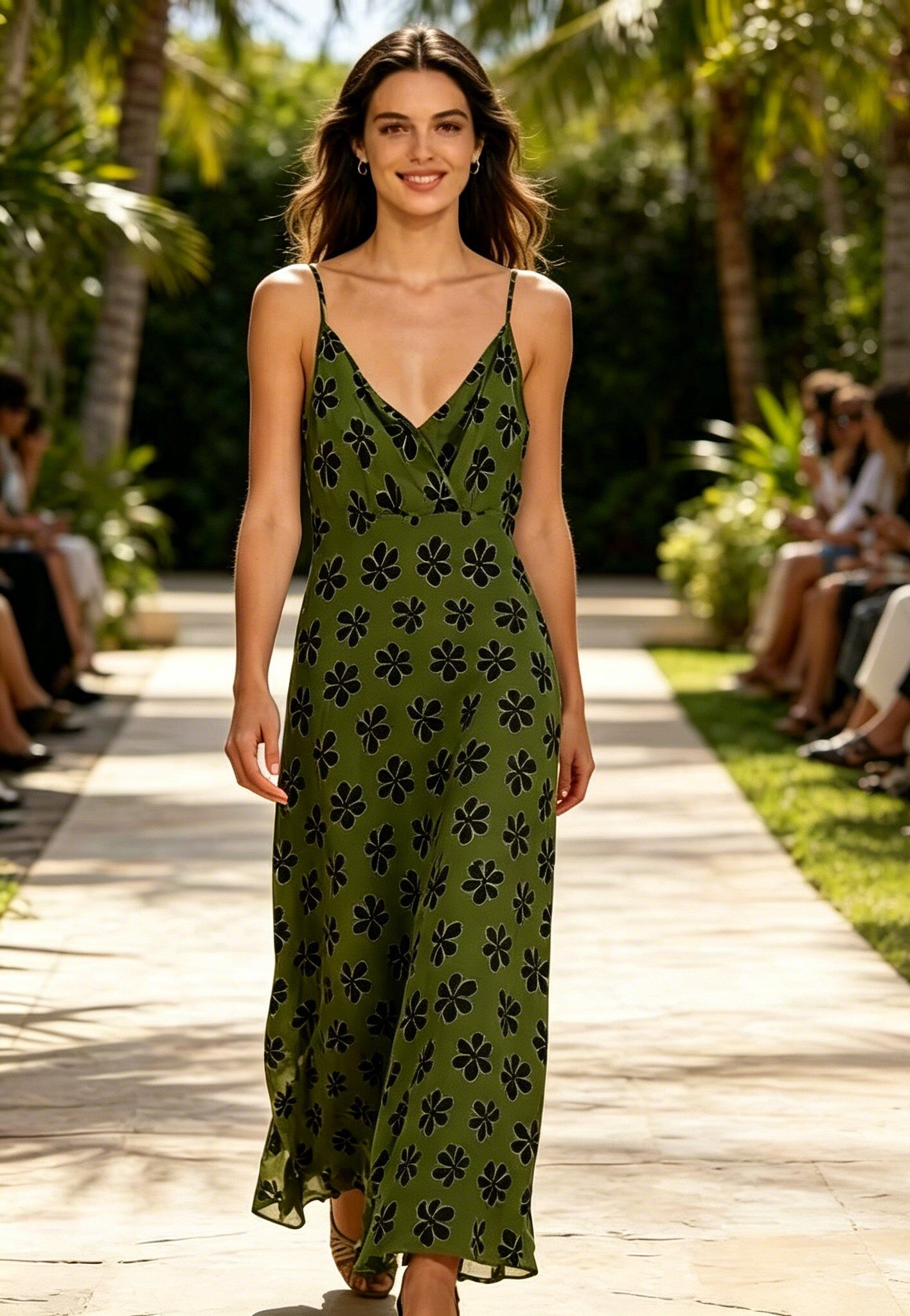 Wholesaler SweetMiss - Dress with thin straps, floral midi, wrap V-neck, long summer, lightweight, vacation look