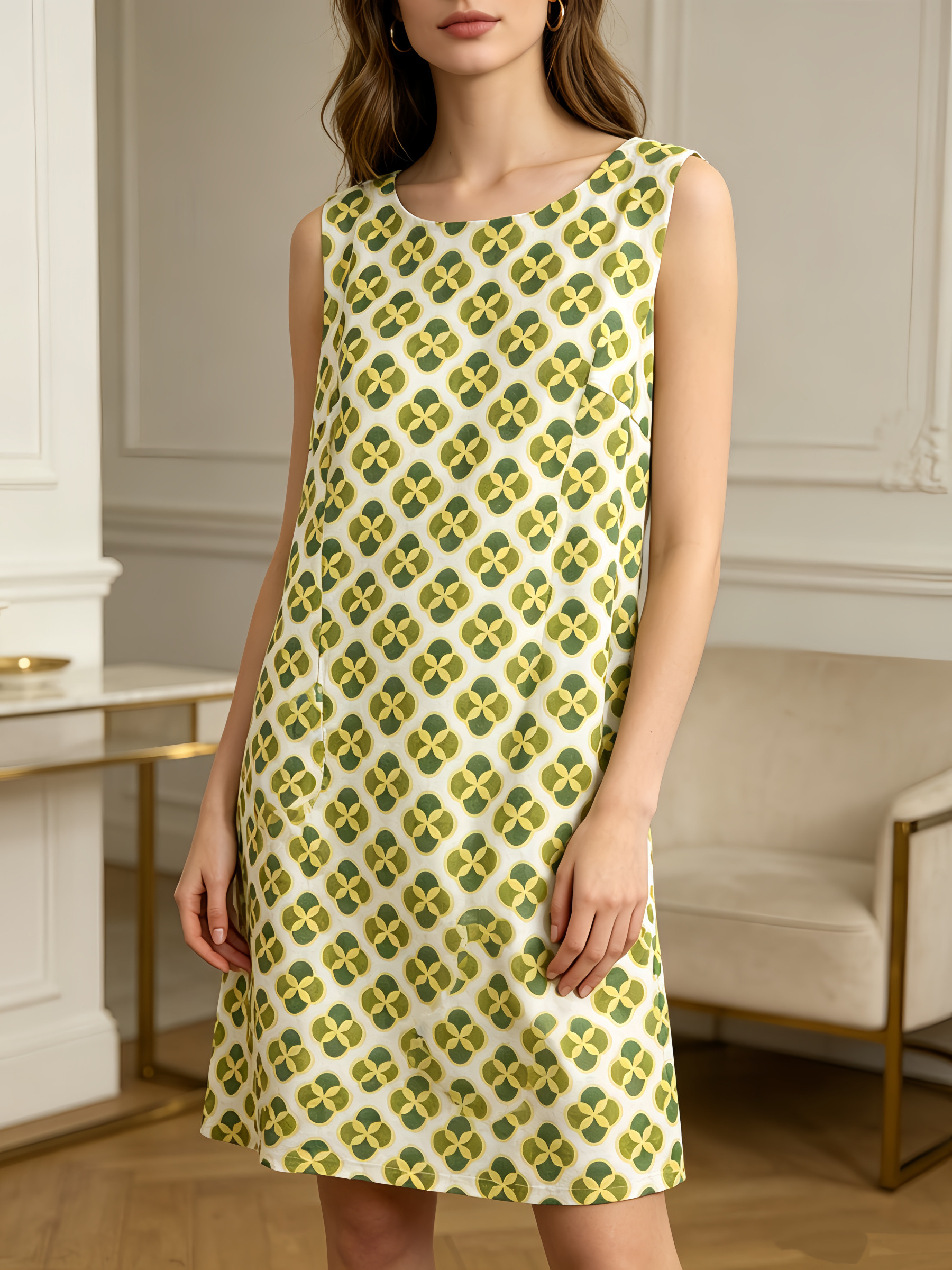Grossista SweetMiss - Vestitio senza maniche ,abito dritto casuale,vestito quotidiano elegante, stile retrò minimalista, scollo tondo,spalle scoperte senza miniche.