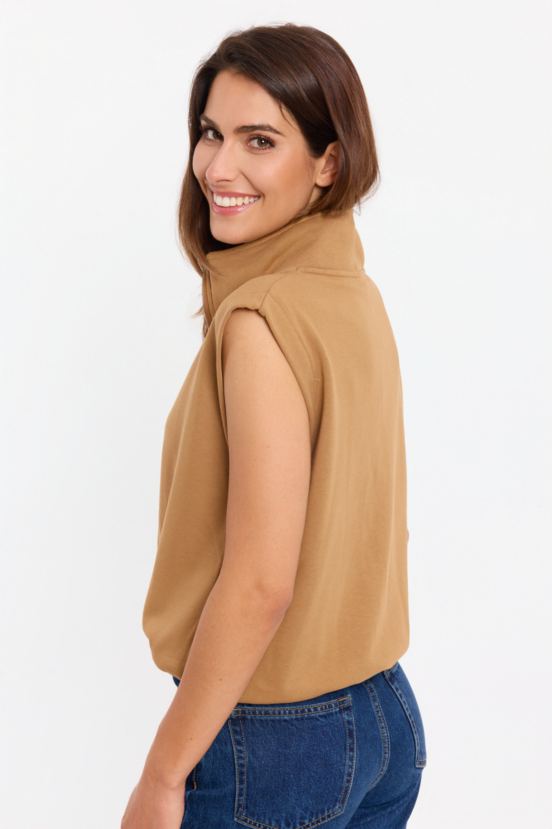 Sweat sans manches confortable, en coton (53%) et polyester (47%), idéal pour l'automne/hiver, fabriqué en Chine.