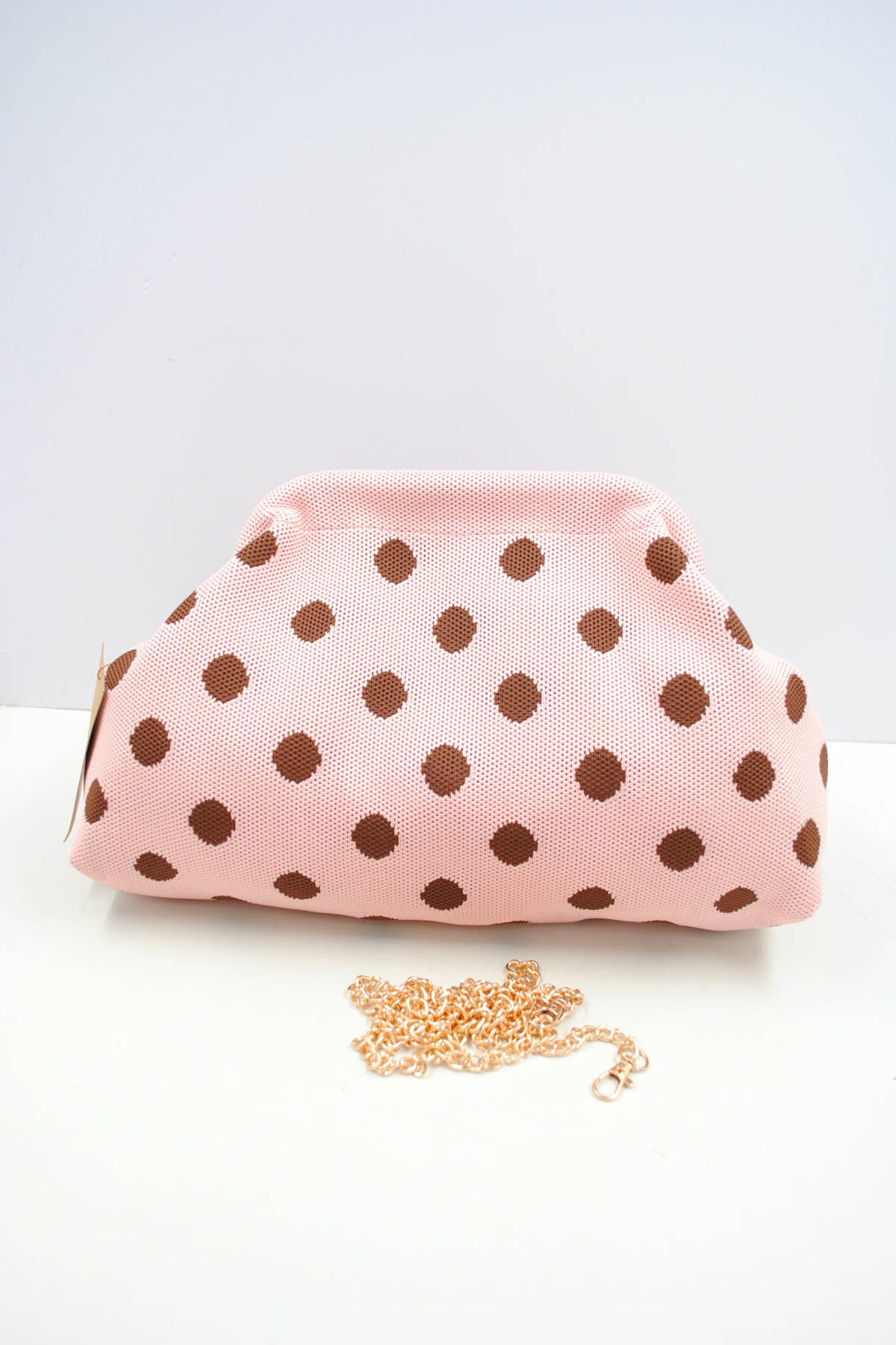 Großhändler SyStyle - Wolken-Clutch aus mehrfarbigem Punktestrick, kostenlose Kette inklusive, vielseitige Umhängetasche für Abend/Alltag