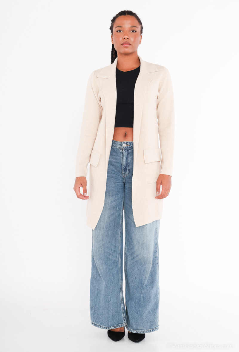 Großhändler Tandem - WESTE MITTELLANGE STRICKJACKE MIT TASCHE