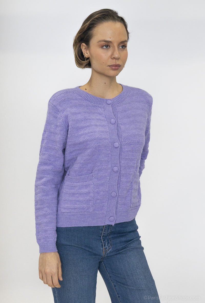 Großhändler Tandem - Einfarbiger Cardigan mit Rundhalsausschnitt