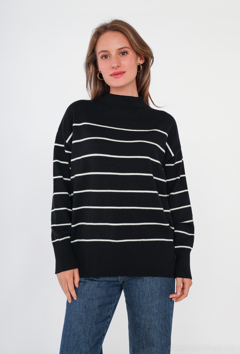 Großhändler Tandem - Gestreifter Rollkragenpullover