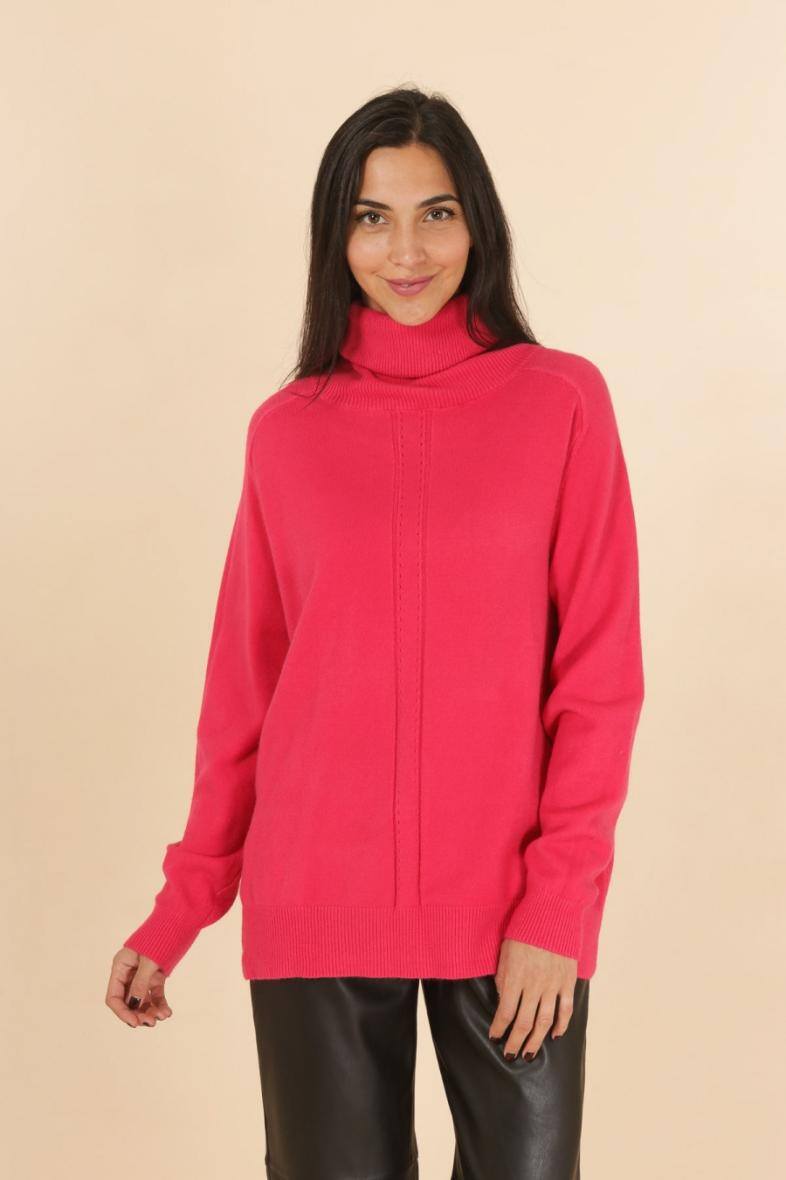 Großhändler Tandem - Rollkragenpullover mit Frontlinienmuster