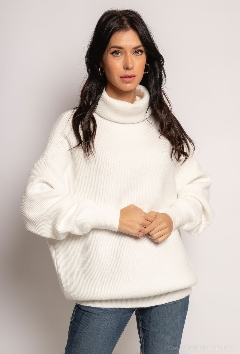 Großhändler Tandem - Übergroßer Rollkragenpullover mit Seite