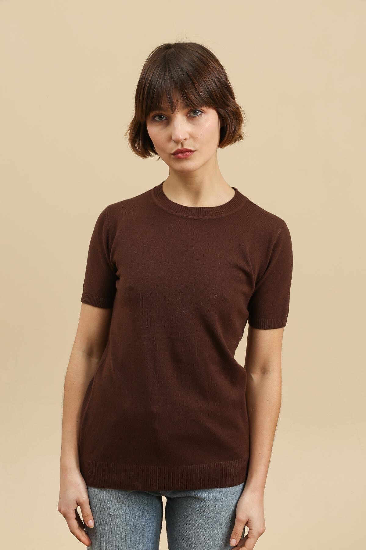 Großhändler Tandem - Basic-Pullover mit Rundhalsausschnitt und kurzen Ärmeln