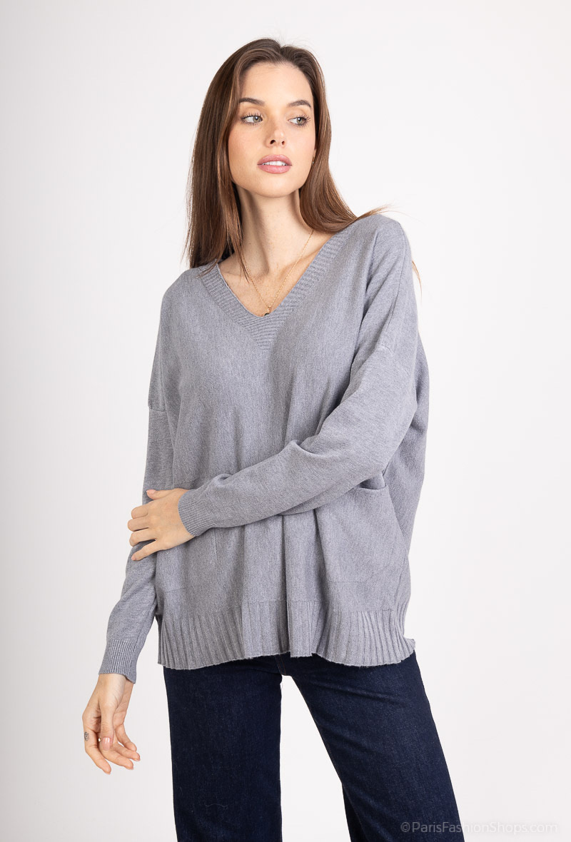 Großhändler Tandem - CO V OVERSIZE-PULLOVER MIT TASCHE