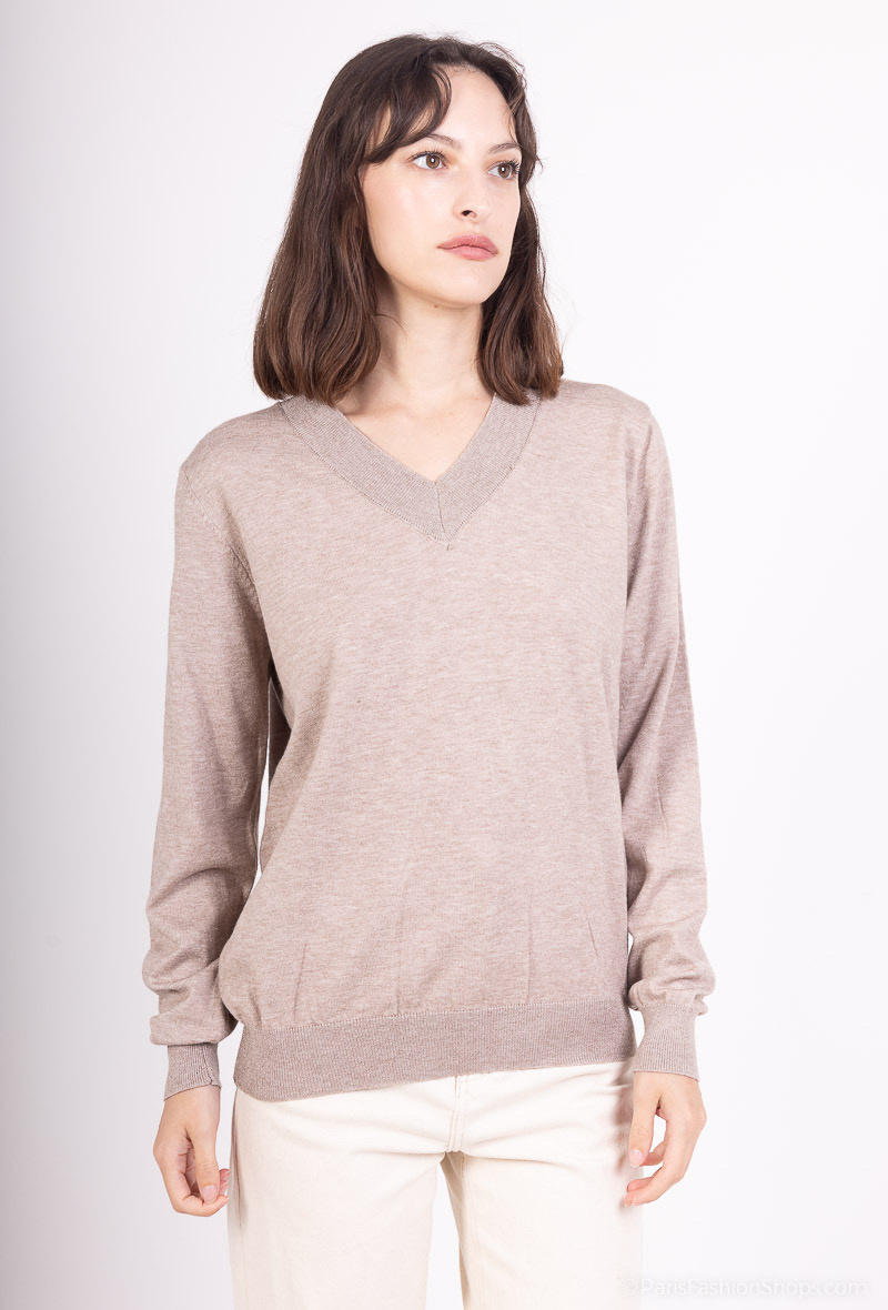 Großhändler Tandem - LUREX-PULLOVER MIT V-AUSSCHNITT