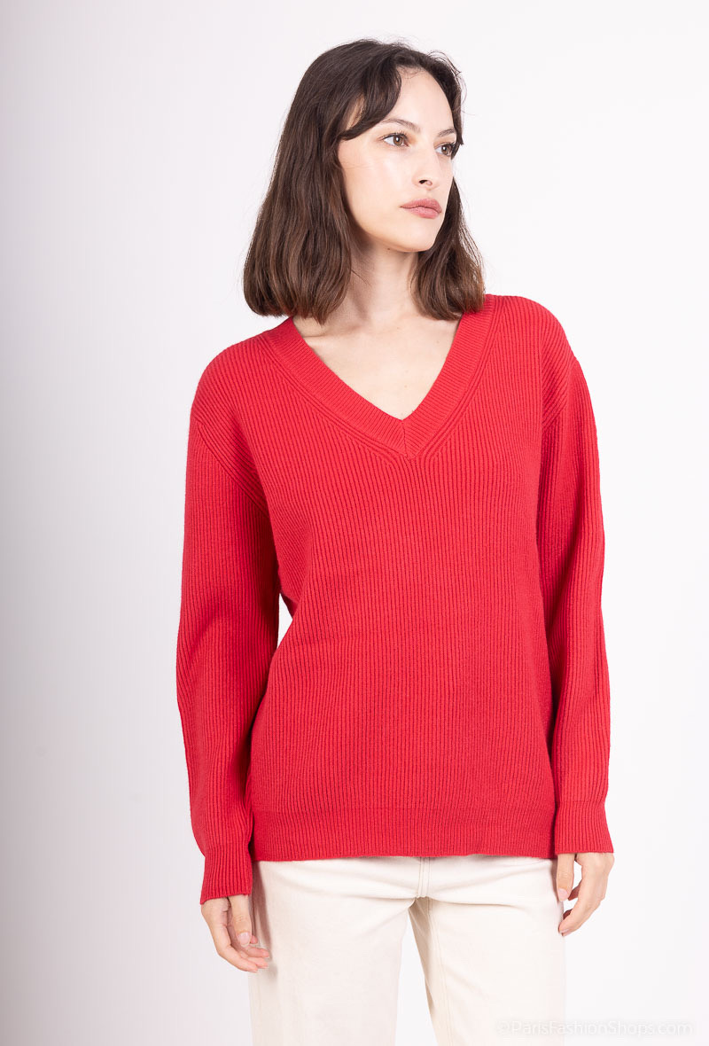 Großhändler Tandem - SEITLICH STRICKPULLOVER MIT V-AUSSCHNITT