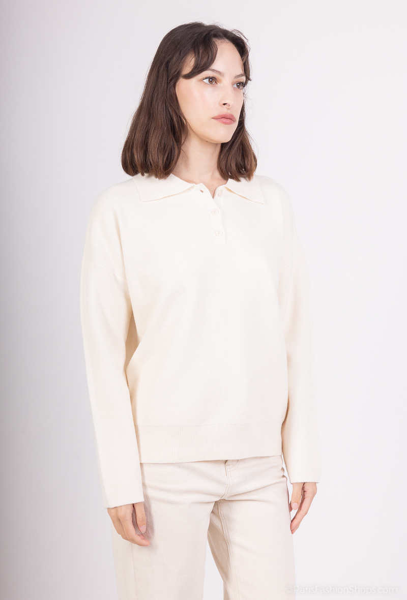 Großhändler Tandem - EINFACHER STRICKPULLOVER MIT POLOKRAGEN