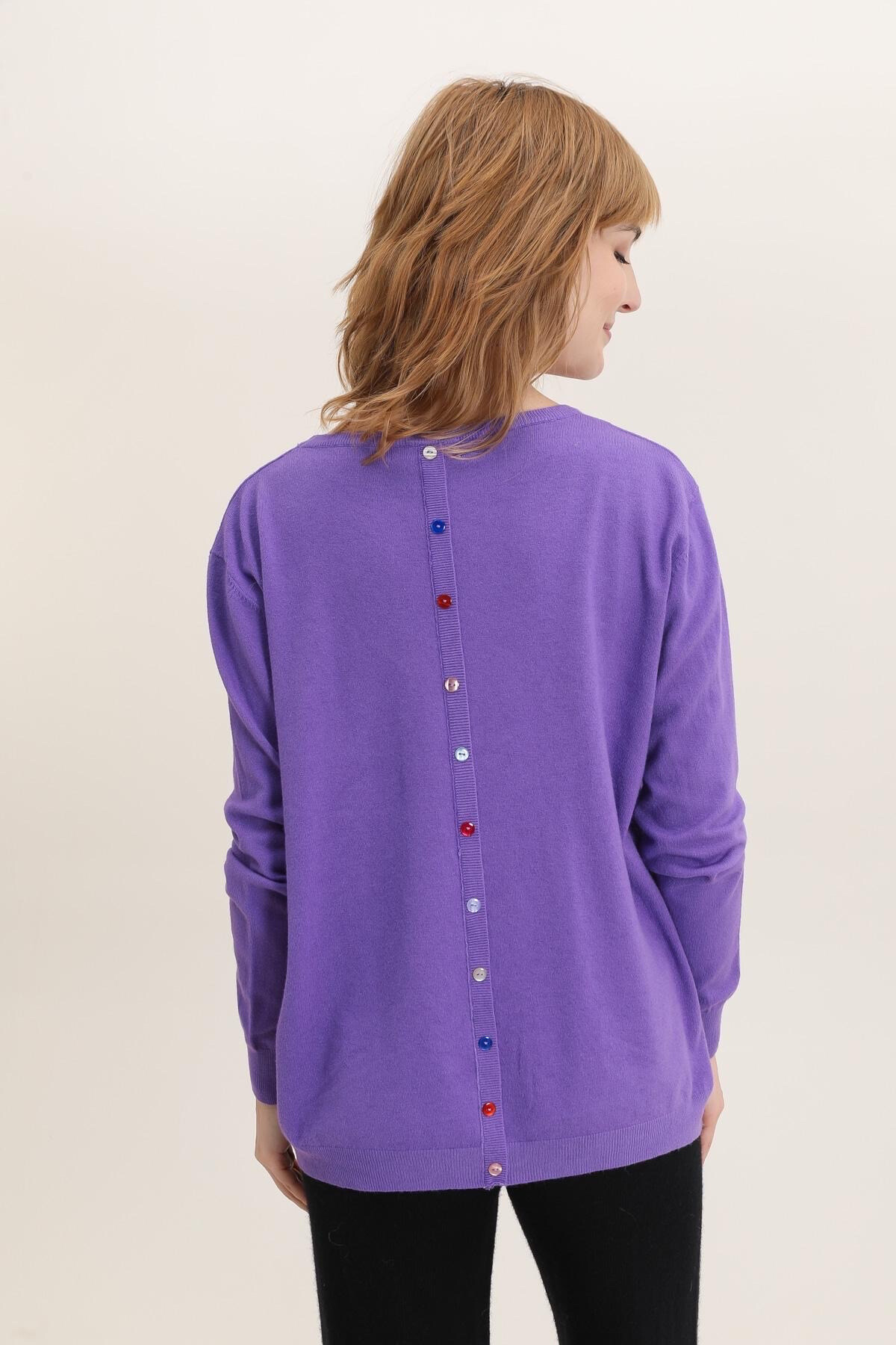 Grossiste Tandem - PULL COL ROND BOUTON MULTICOULEUR DOS